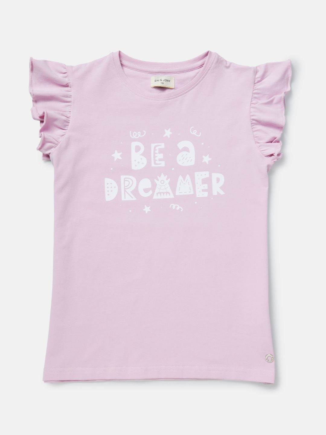 

Gini and Jony Girls Typography Printed Round Neck Cotton Top, Pink