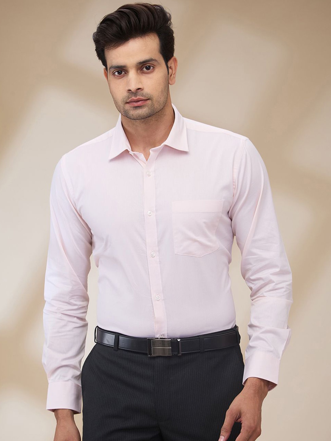 

Park Avenue Men Spread Collar Pinstripes Striped Cotton Formal Shirt, Pink