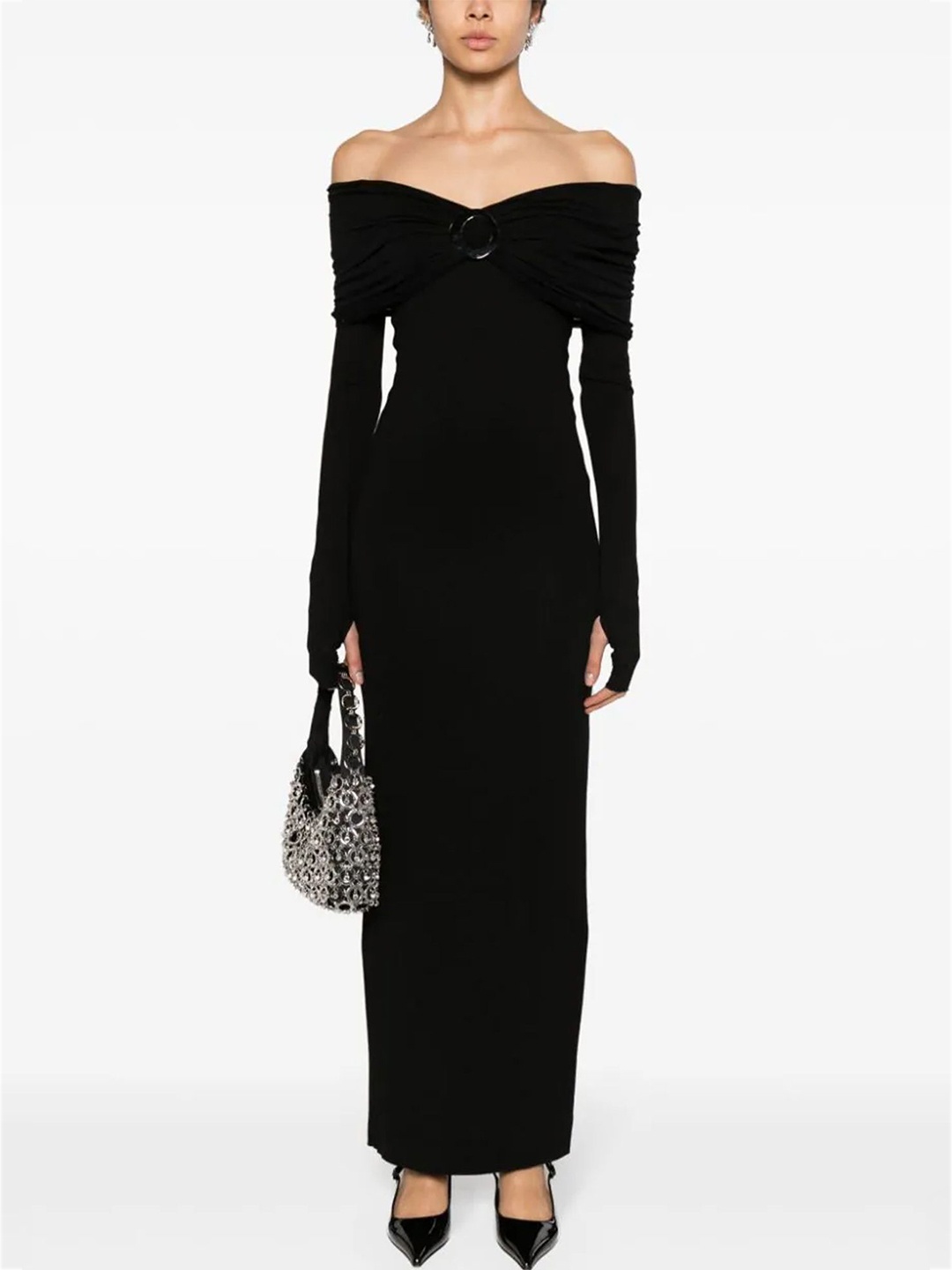 

LULU & SKY Off-Shoulder Bodycon Maxi Dress, Black