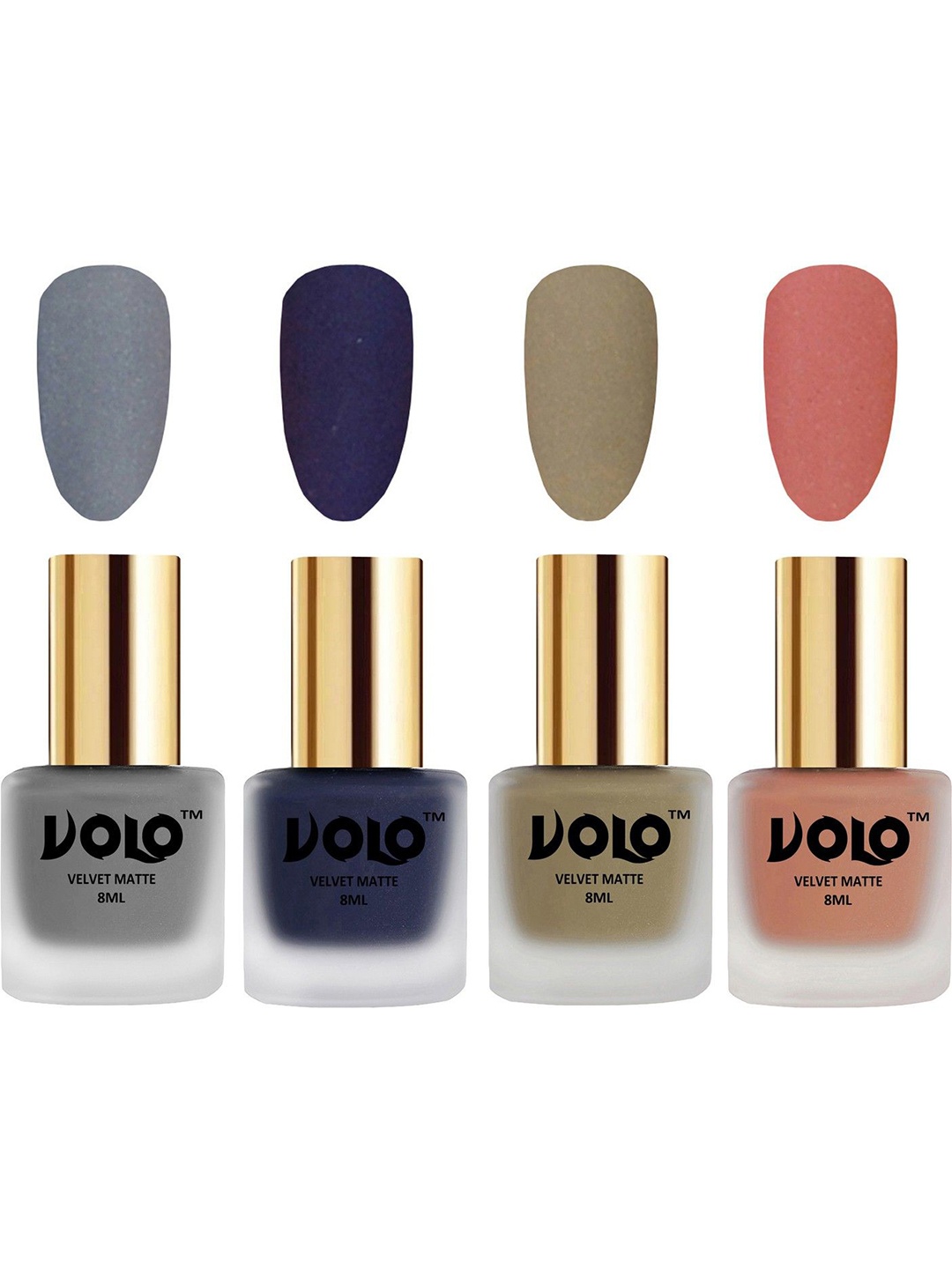 

VOLO Set Of 4 Velvet Matte Nail Polish-8 ml Each Sahde -20 -31 -37 -38, Grey