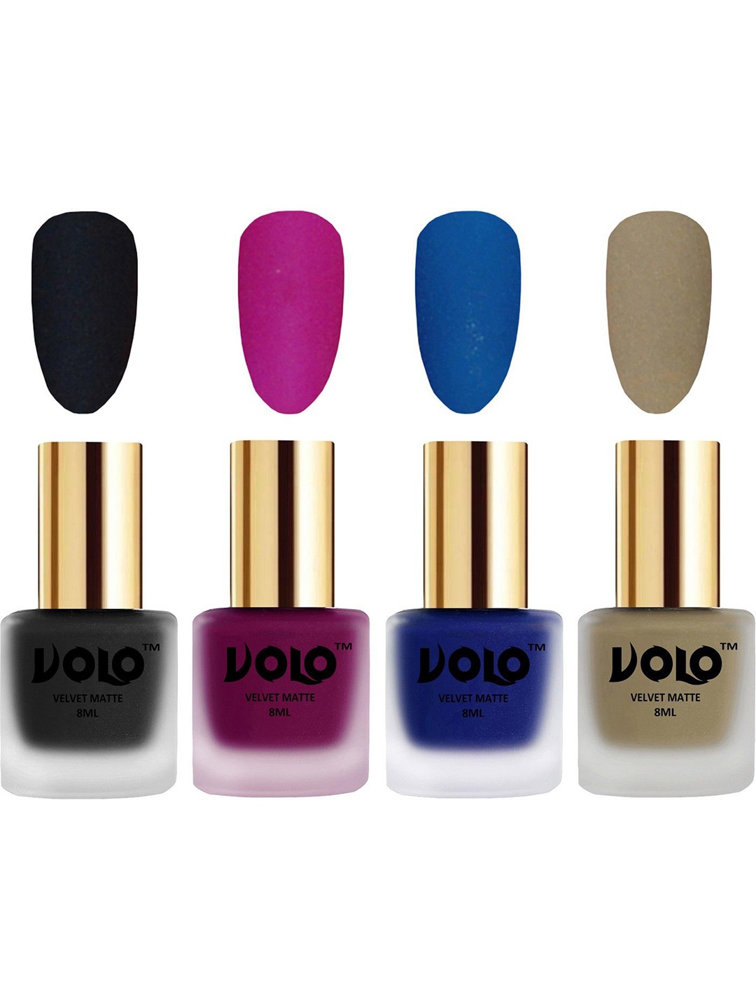 

VOLO Set Of 4 Velvet Matte Nail Polish - 8 ml Each - 5 - 14 - 19 - 37, Multi