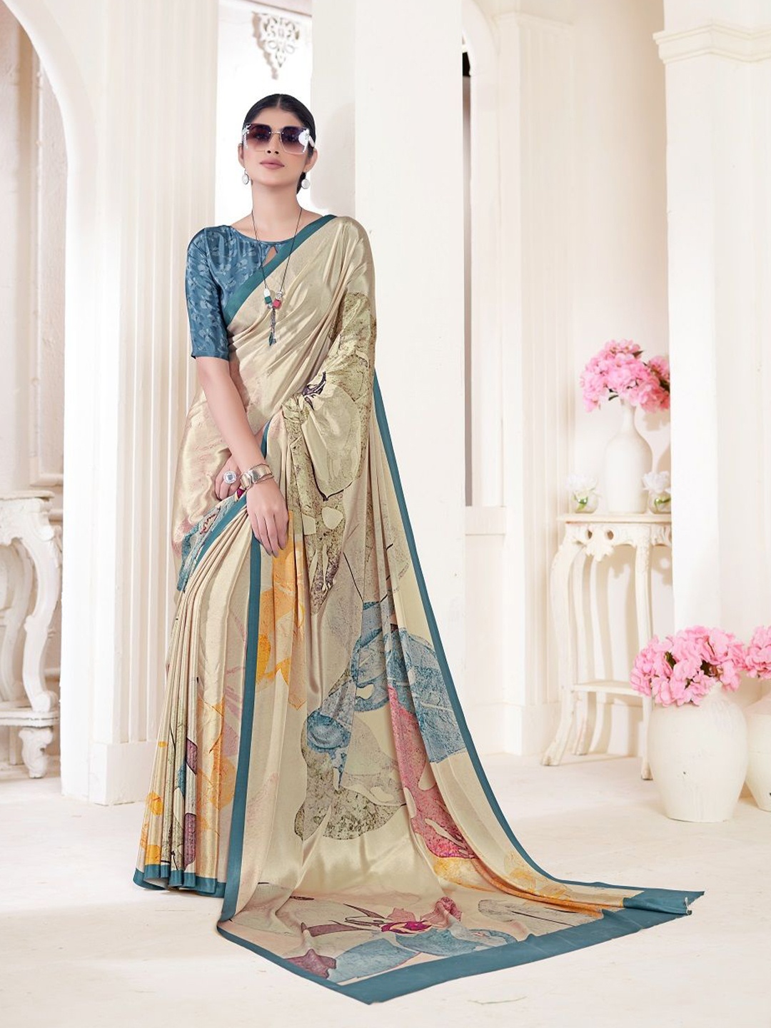 

JIVORA Adults-Women Pure Silk Saree and Blouse Piece, Beige