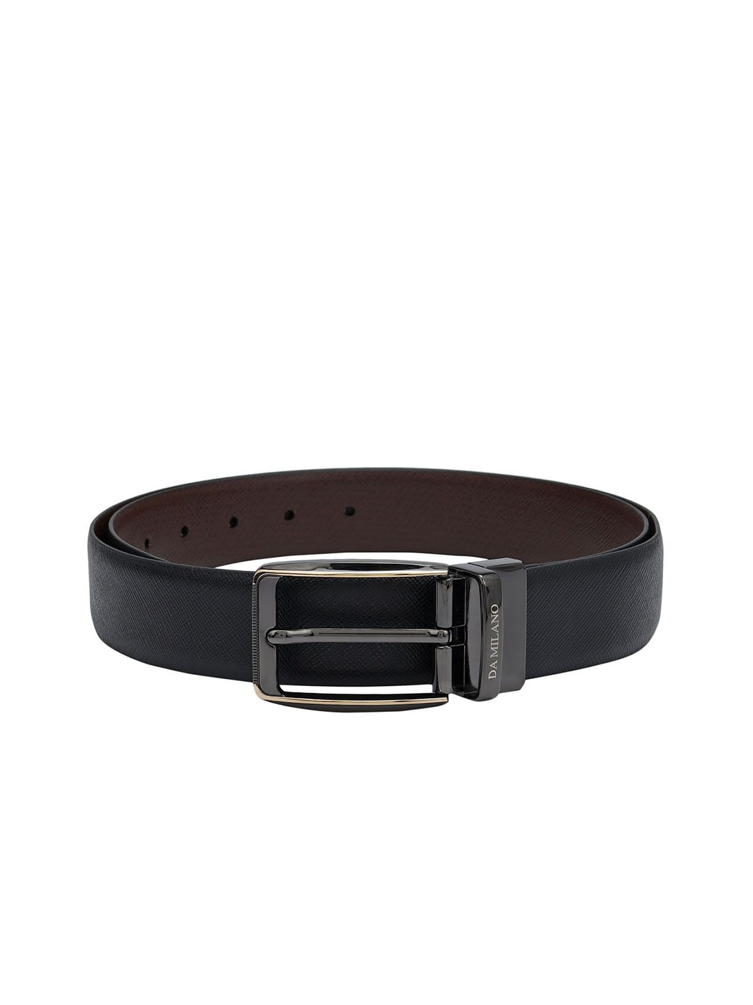 

Da Milano Men Textured Leather Reversible Formal Belt, Black