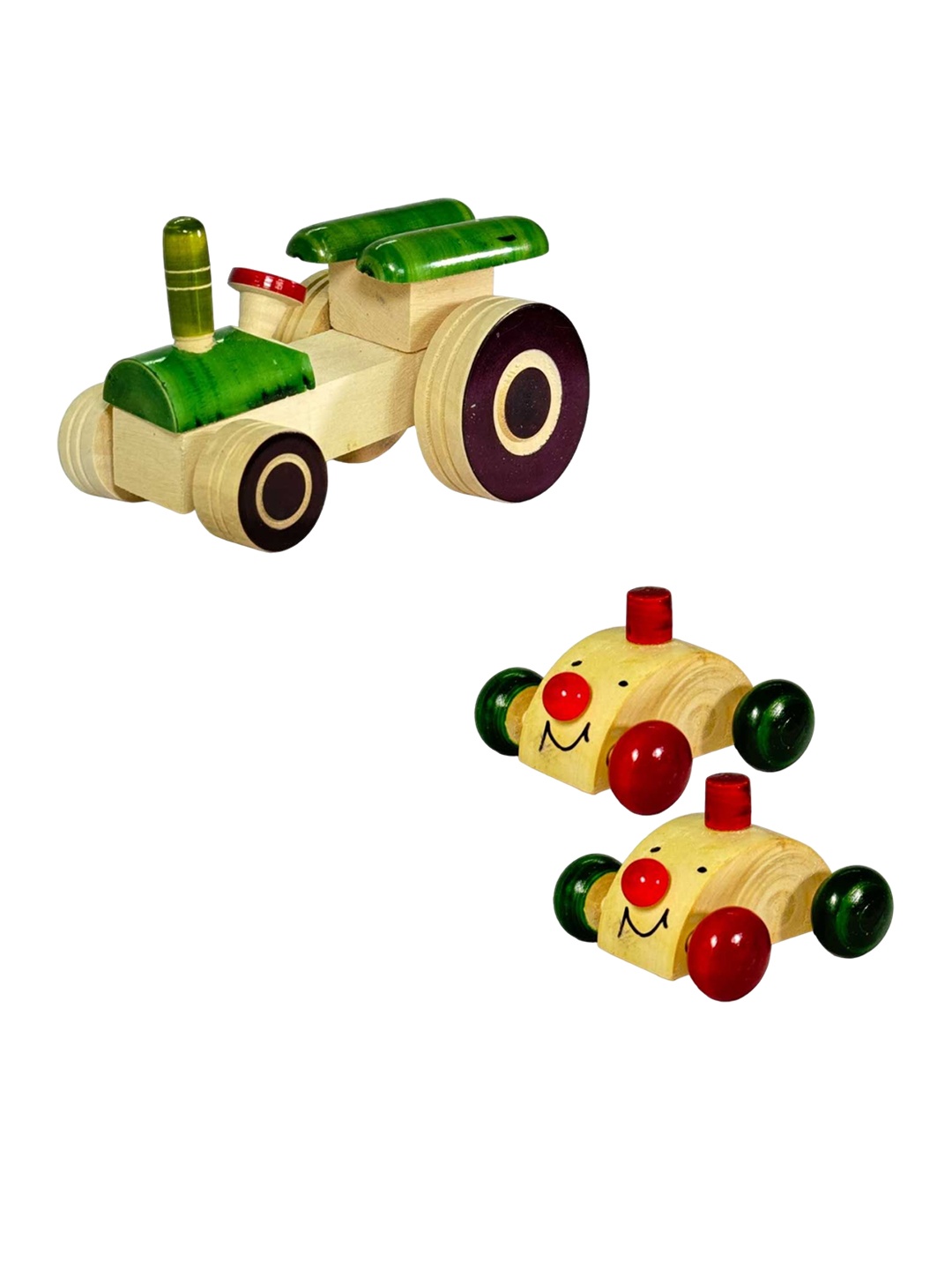 

LITTLE GINNIE Wooden Tractor Car Combo, Brown