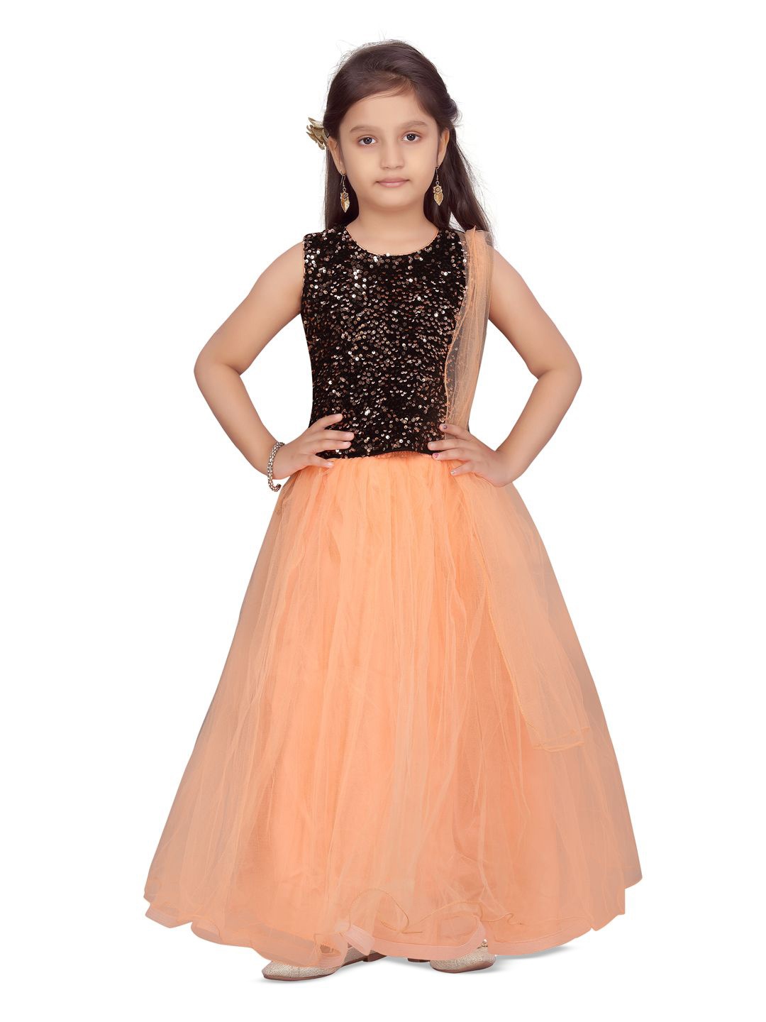 

BAESD Girls Ready to Wear Lehenga & Blouse With Dupatta, Black