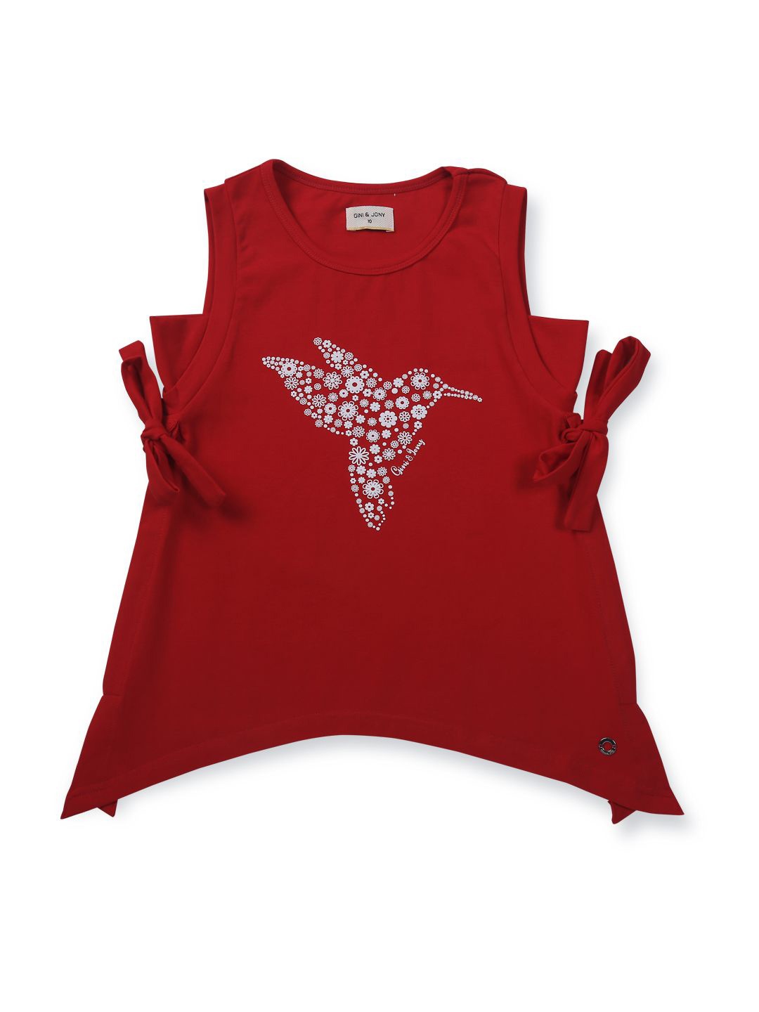 

Gini and Jony Girls Graphic Printed Round Neck Cotton Top, Red