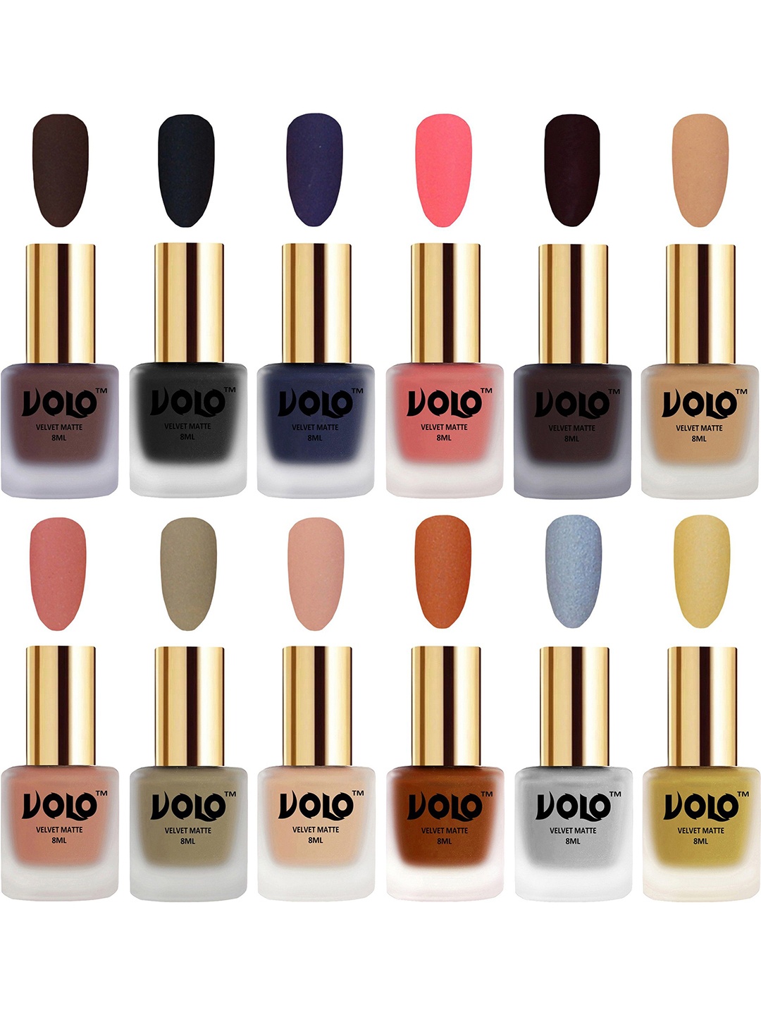 

VOLO Set Of 12 Velvet Matte Nail Polish - 8 ml Each, Multi