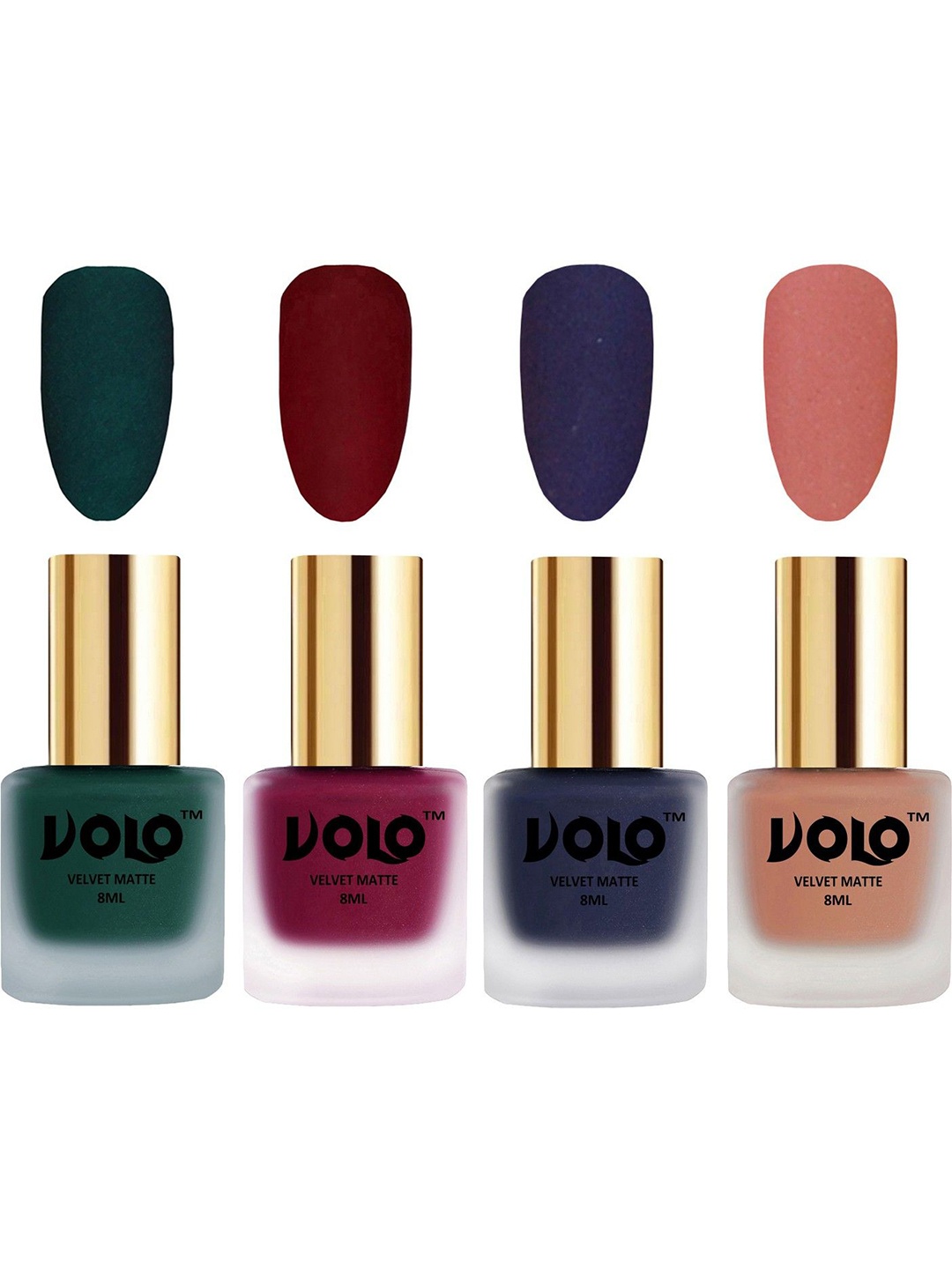 

VOLO Set Of 4 Velvet Matte Nail Polish- 8 ml Each- 12 -25-31- 38, Multi