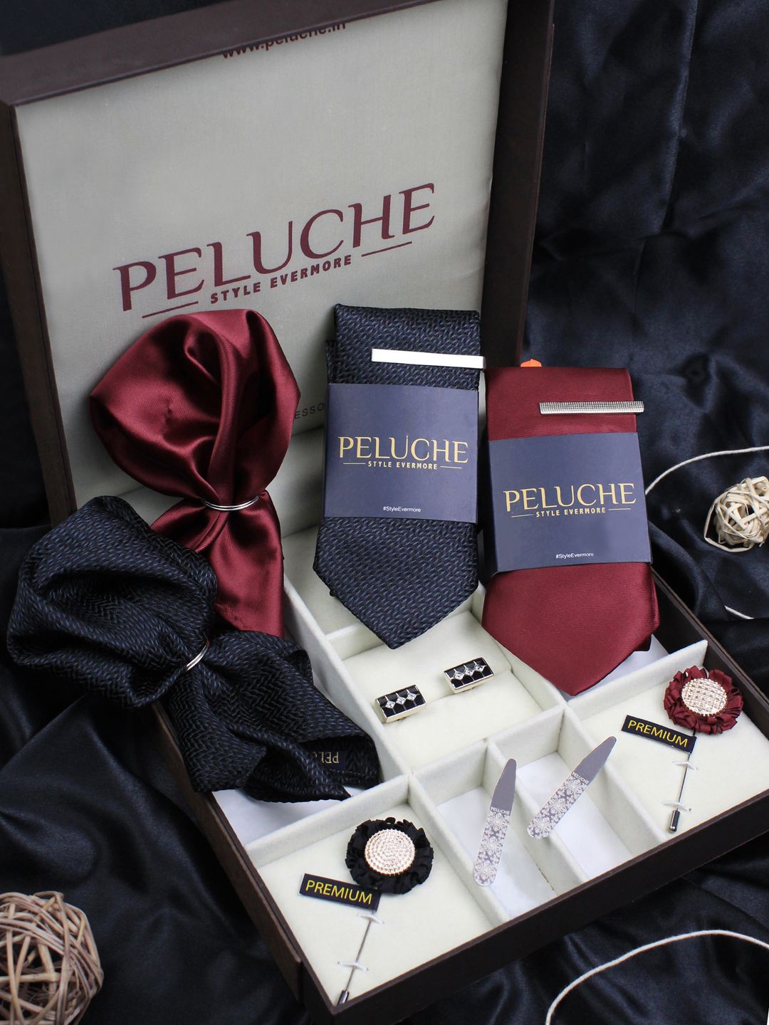 

PELUCHE 10 Pcs Men Premium Accessory Gift Box, Navy blue