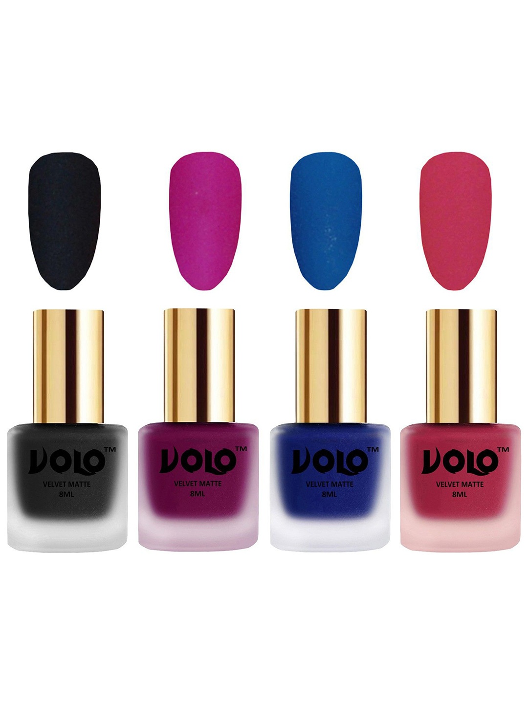 

VOLO Set Of 4 Velvet Matte Nail Polish - 8 ml Each - 5 - 14 - 19 - 43, Multi