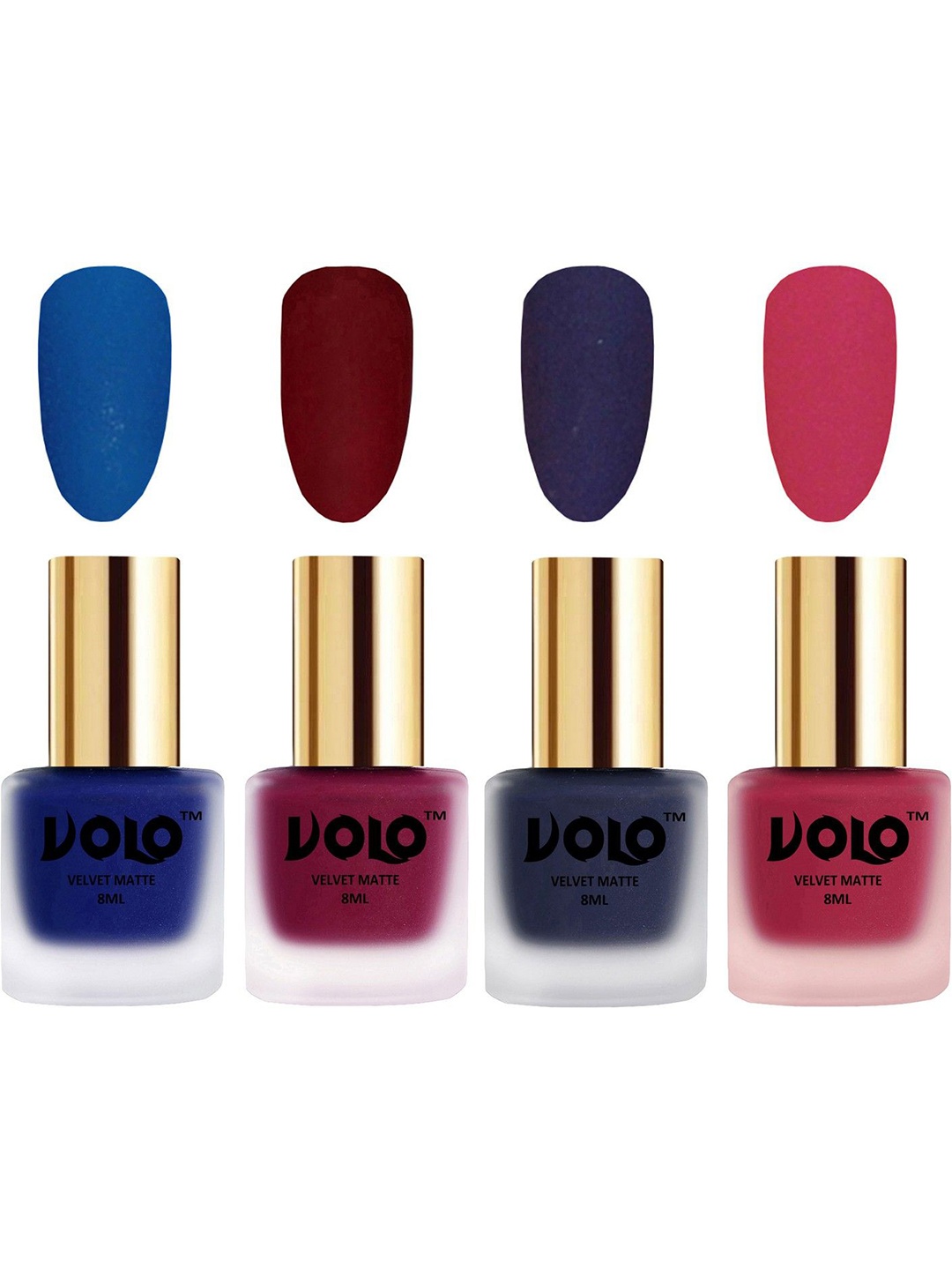 

VOLO Set Of 4 Velvet Matte Nail Polish - 8 ml Each Shade-19 - 25 - 31 - 43, Blue