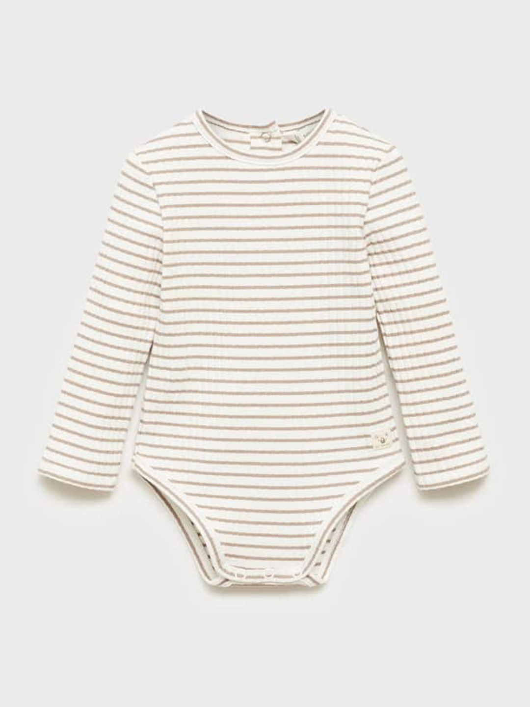 

Mango Kids Infant Striped Pure Cotton Romper, Off white