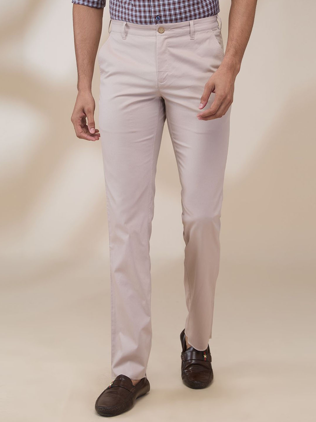 

ColorPlus Men Slim Fit Regular Trousers, Cream