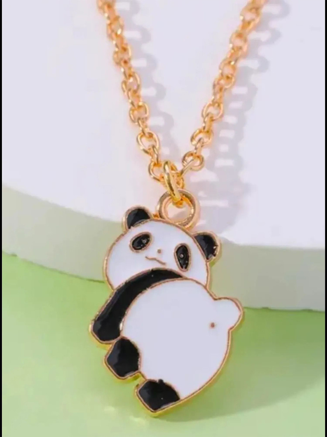 

V FASHION JEWELLERY Gold Plated Stainless Steel Cute Panda Pendant