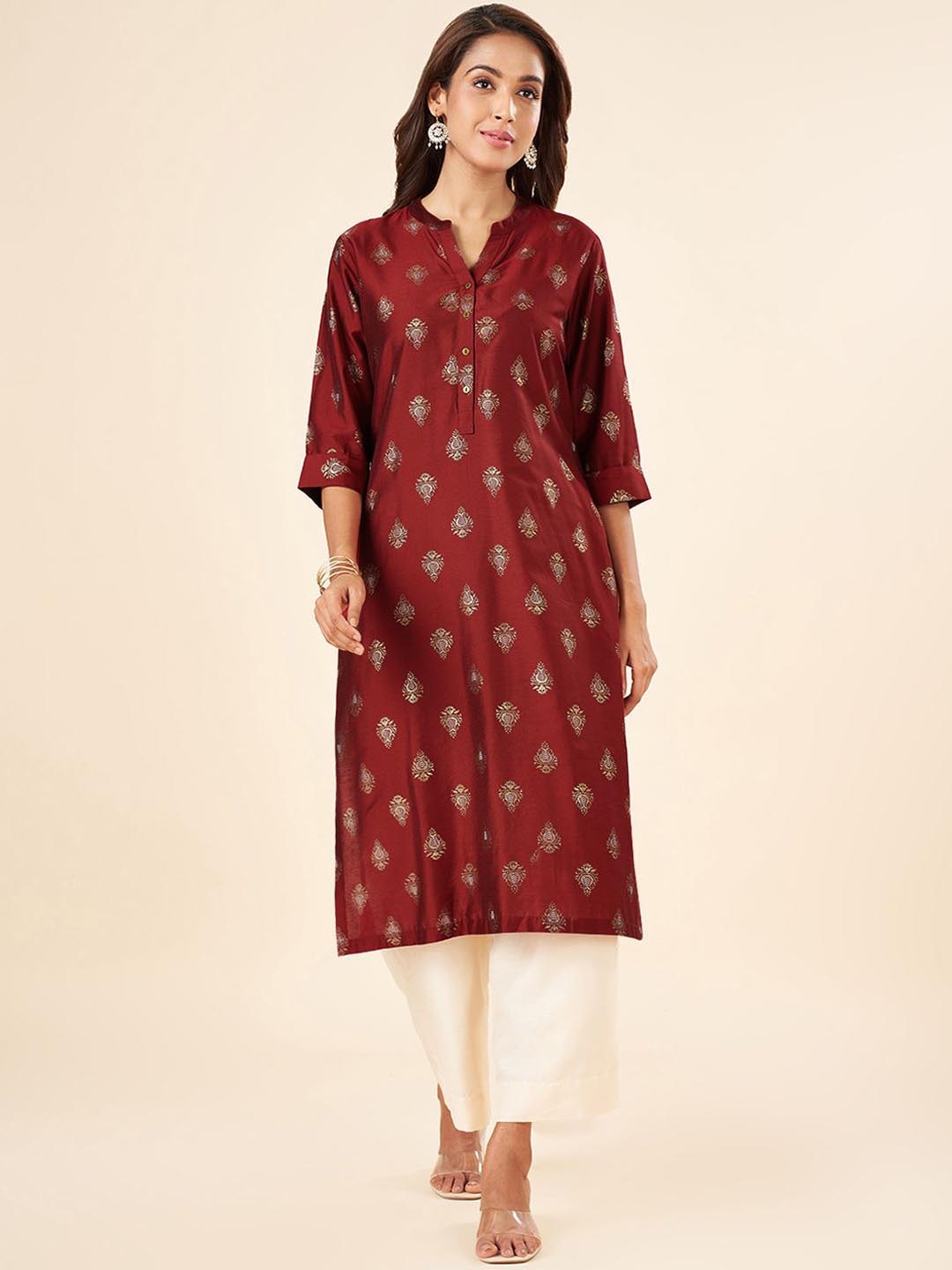 

RANGMANCH BY PANTALOONS Women Ethnic Motifs Kurta, Pink
