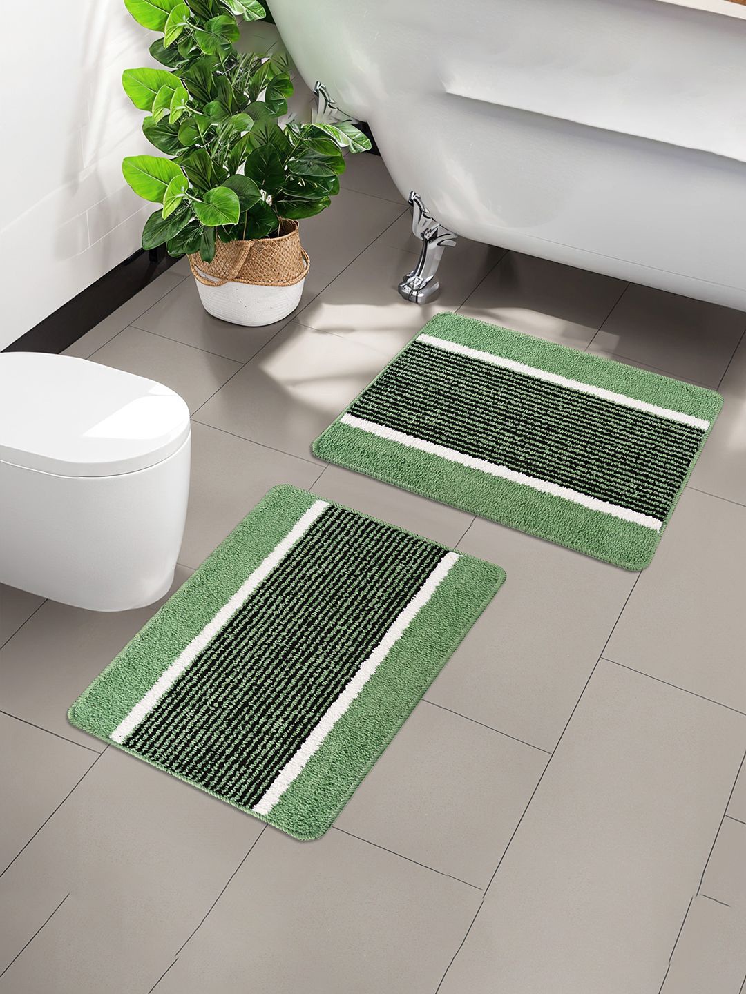 

Kuber Industries Green & Black 2 Pieces Anti-Skid Doormats