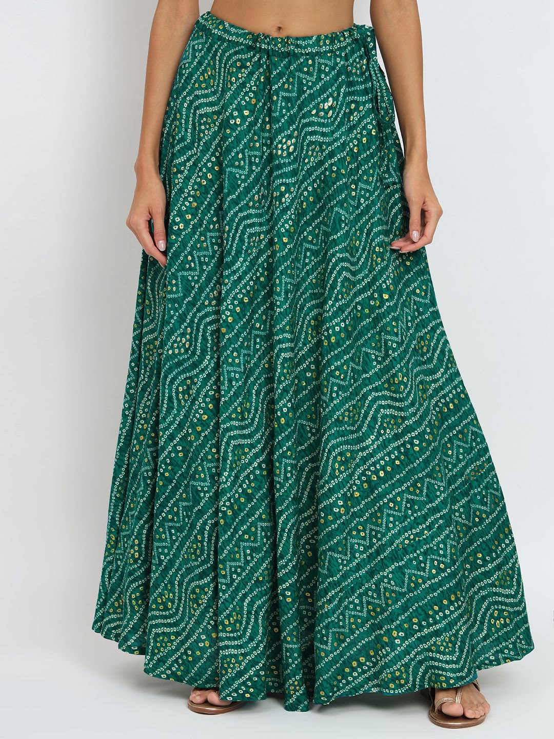 

studio rasa Women Printed Maxi Flared Skirts, Green