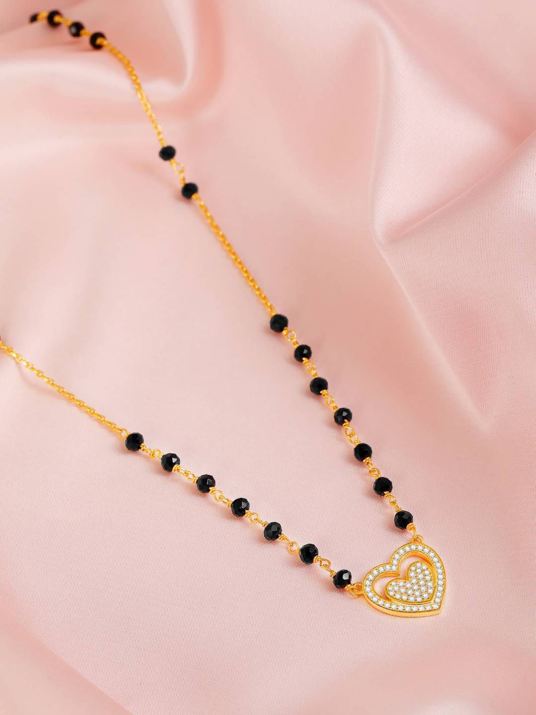 

Zavya 925 Sterling Silver Gold-Plated Artificial Stones Mangalsutra