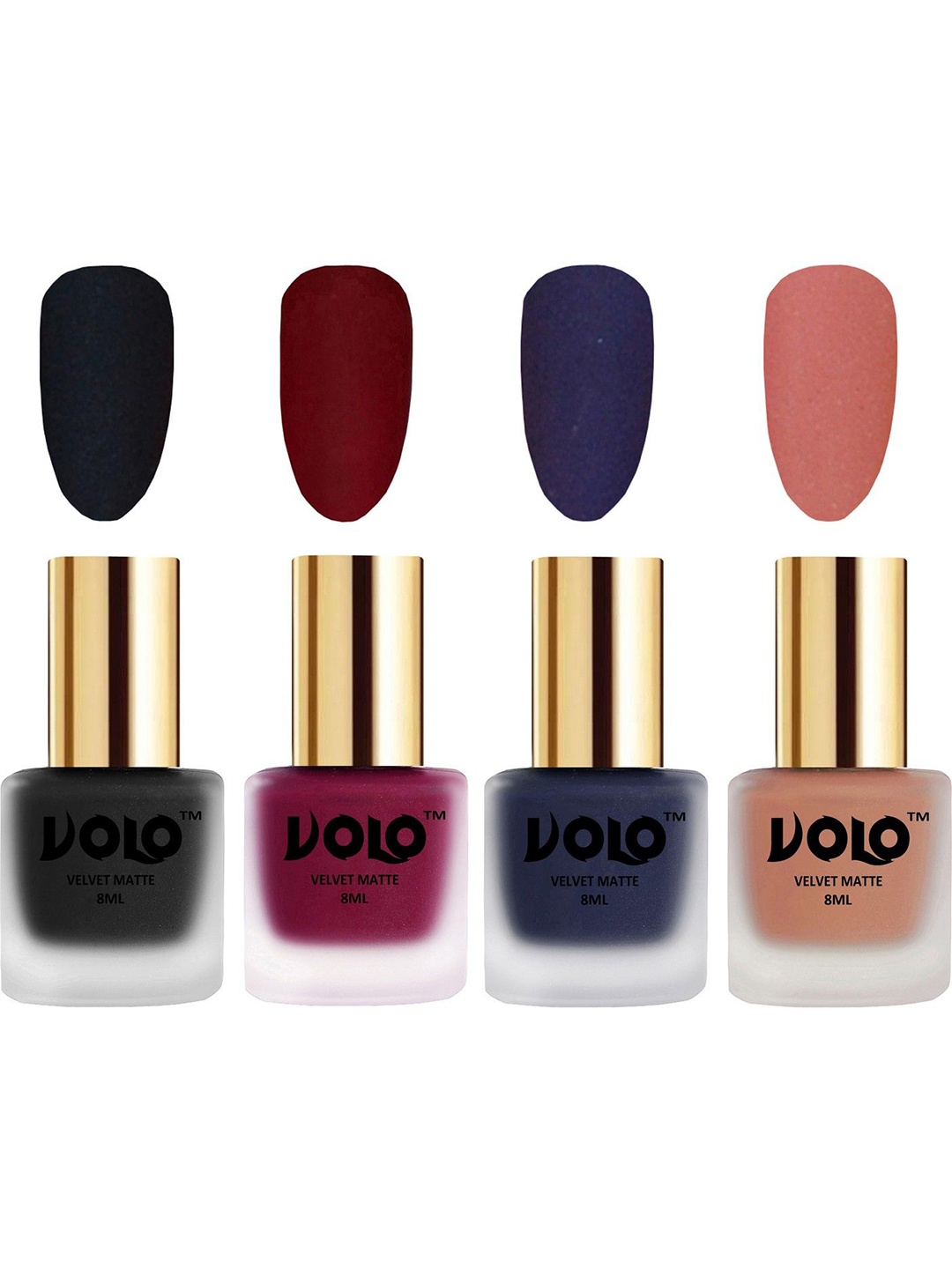 

VOLO Set Of 4 Velvet Matte Nail Polish- 8 ml Each- Shade- 5- 25- 31- 38, Multi