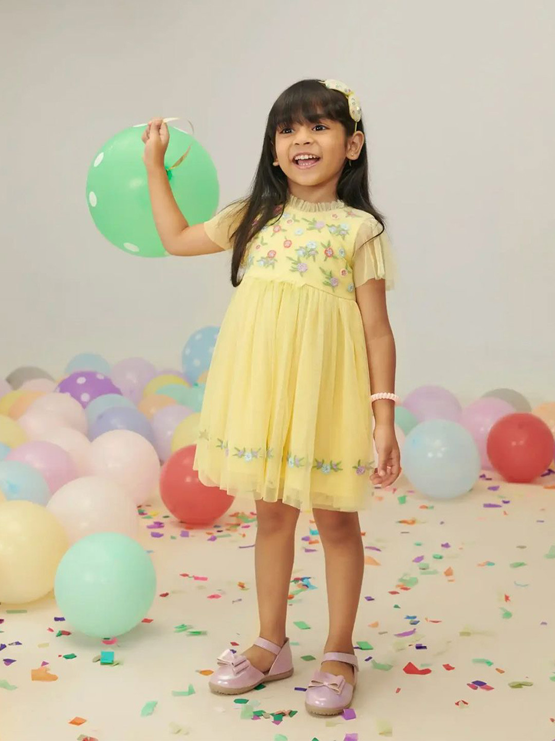 

Somersault Floral Embroidered A-Line Dress, Yellow