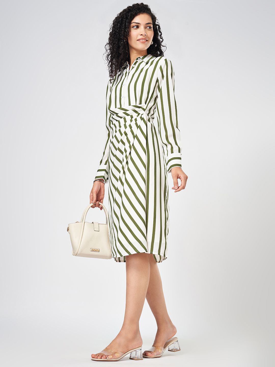 

Annabelle by Pantaloons Women Long Sleeves Formal Shirt Dress, Off white