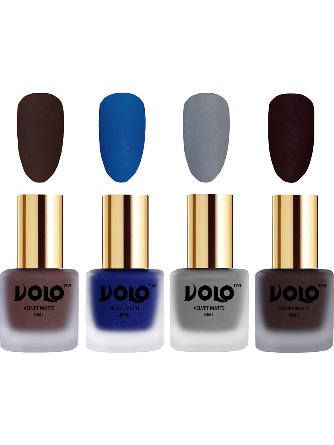 

VOLO Set Of 4 Velvet Matte Nail Polish - 8 ml Each - 2 - 19 - 20 - 45, Multi