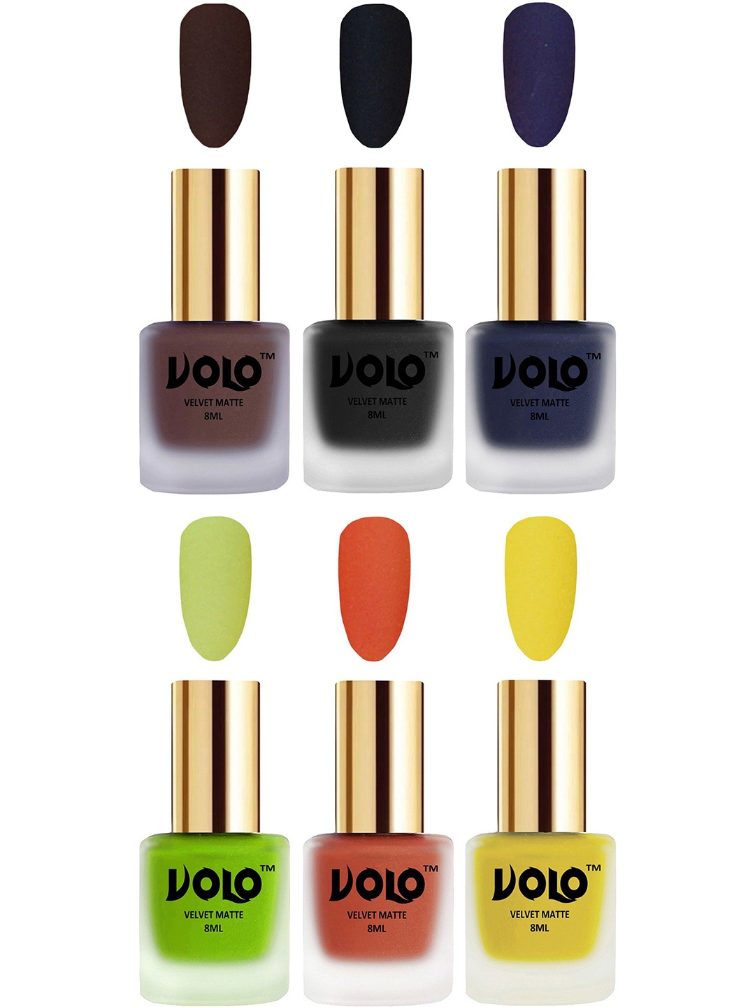 

VOLO Set Of 6 Velvet Matte Nail Polish-8 ml Each, Brown