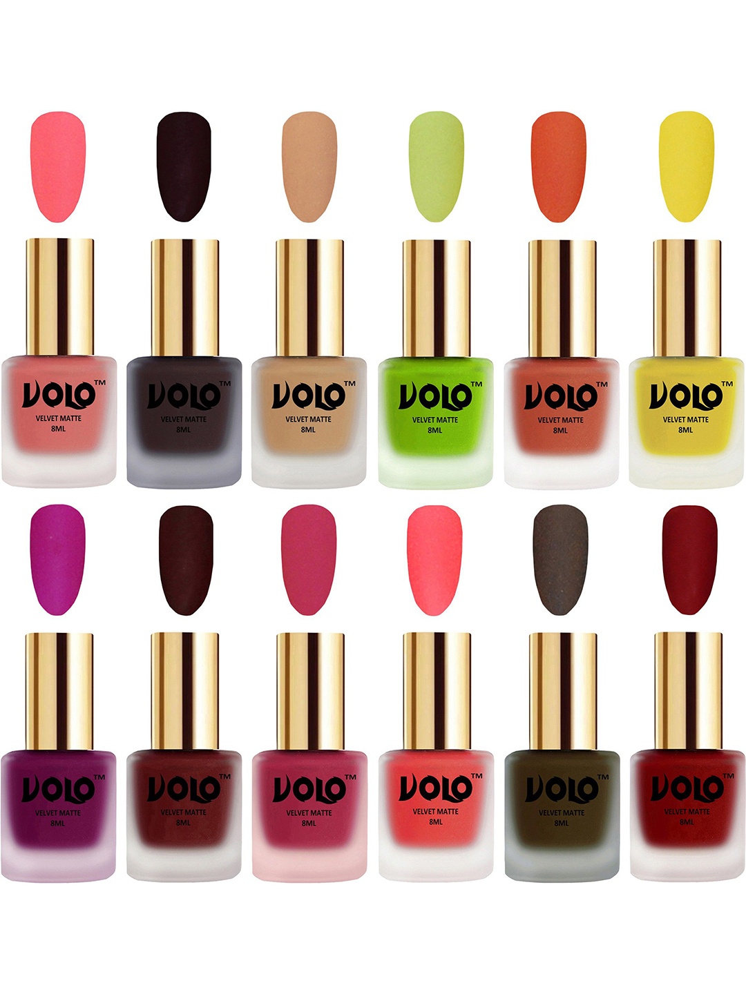 

VOLO Set Of 12 Velvet Matte Nail Polish - 8 ml Each, Burgundy