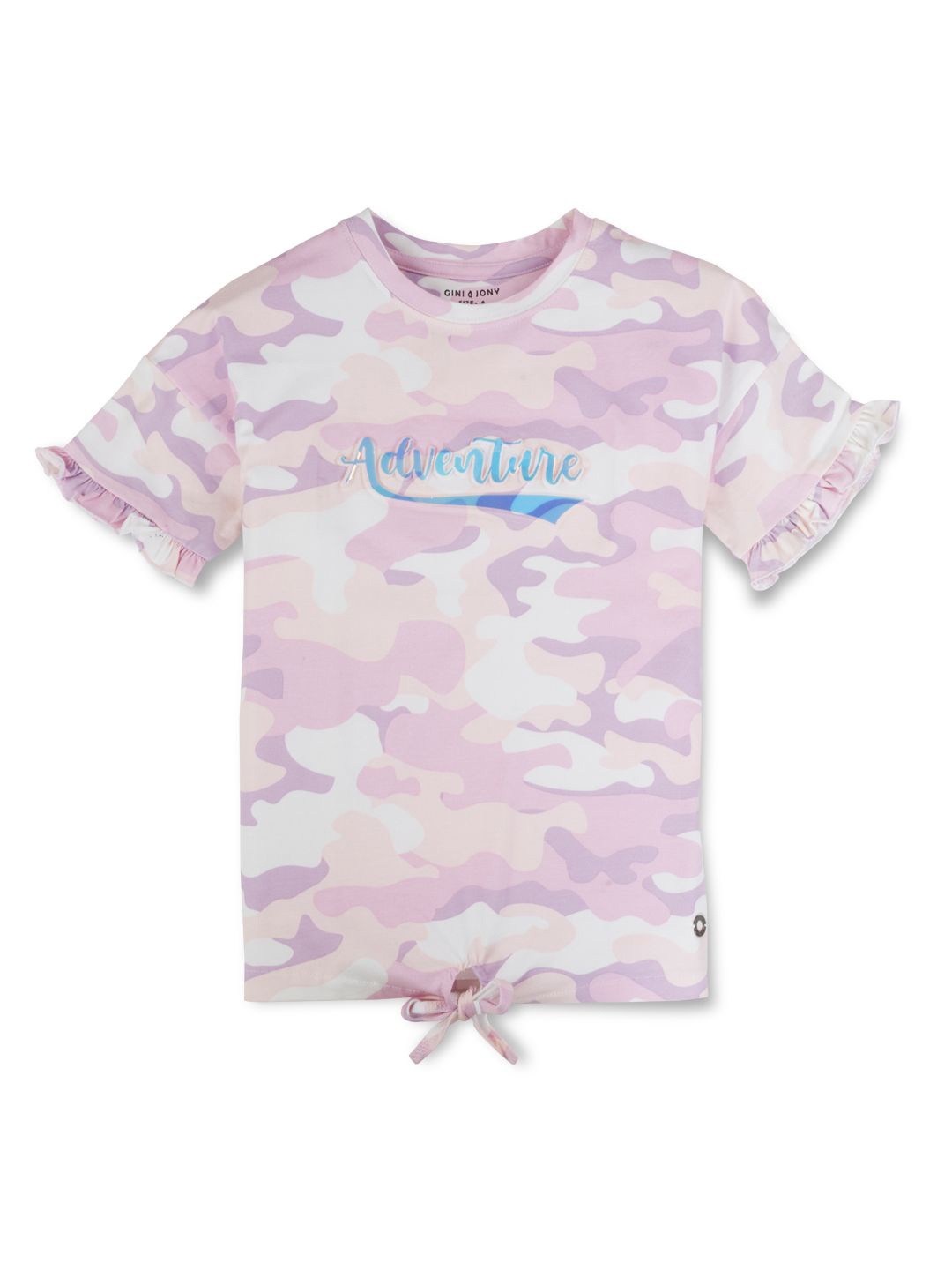 

Gini and Jony Girls Abstract Printed Round Neck Cotton Top, Pink