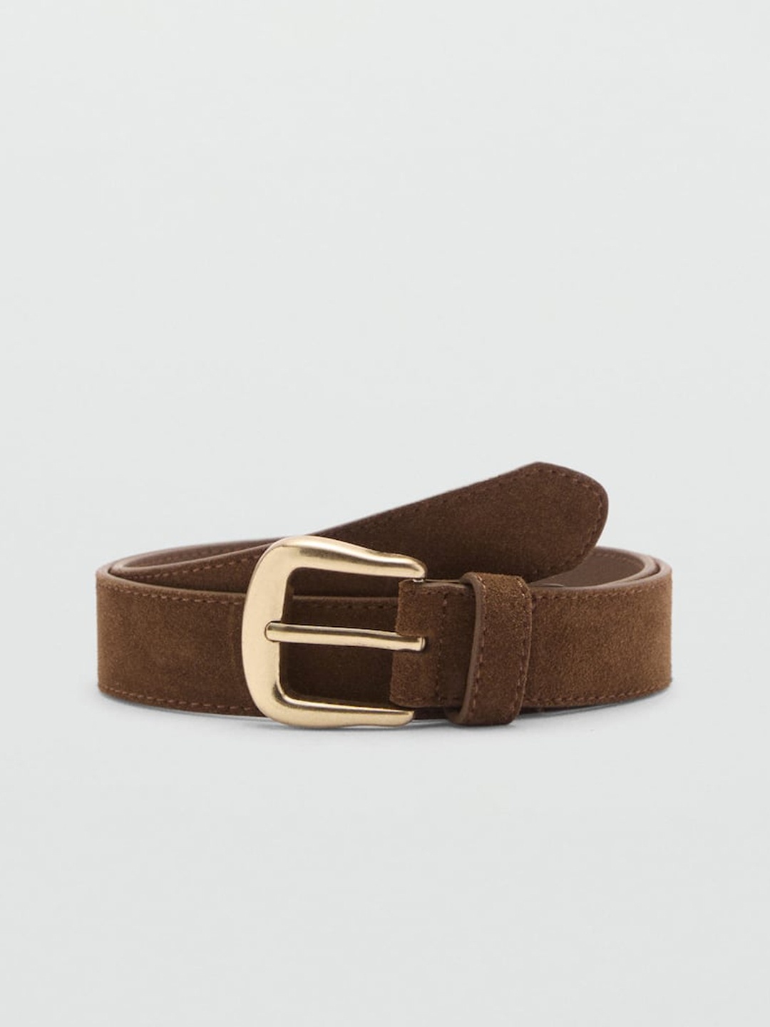 

MANGO Women Leather Belt, Brown