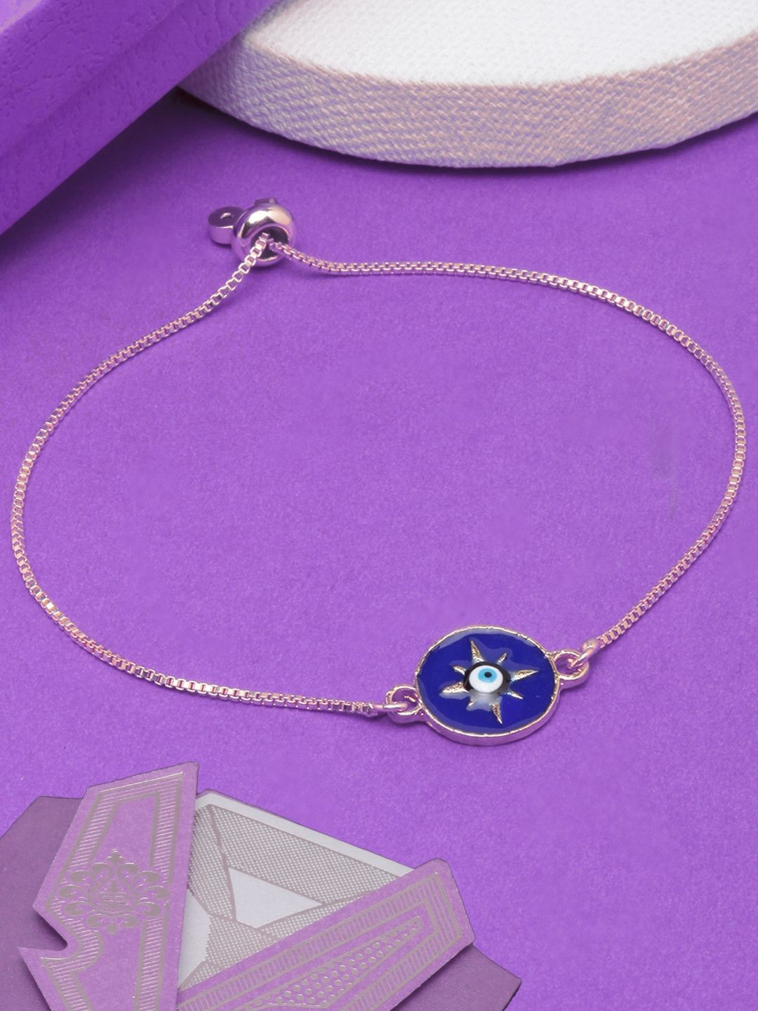 

KPOP Rose Gold-Plated Artificial Stones Studded Enamelled Wraparound Bracelet
