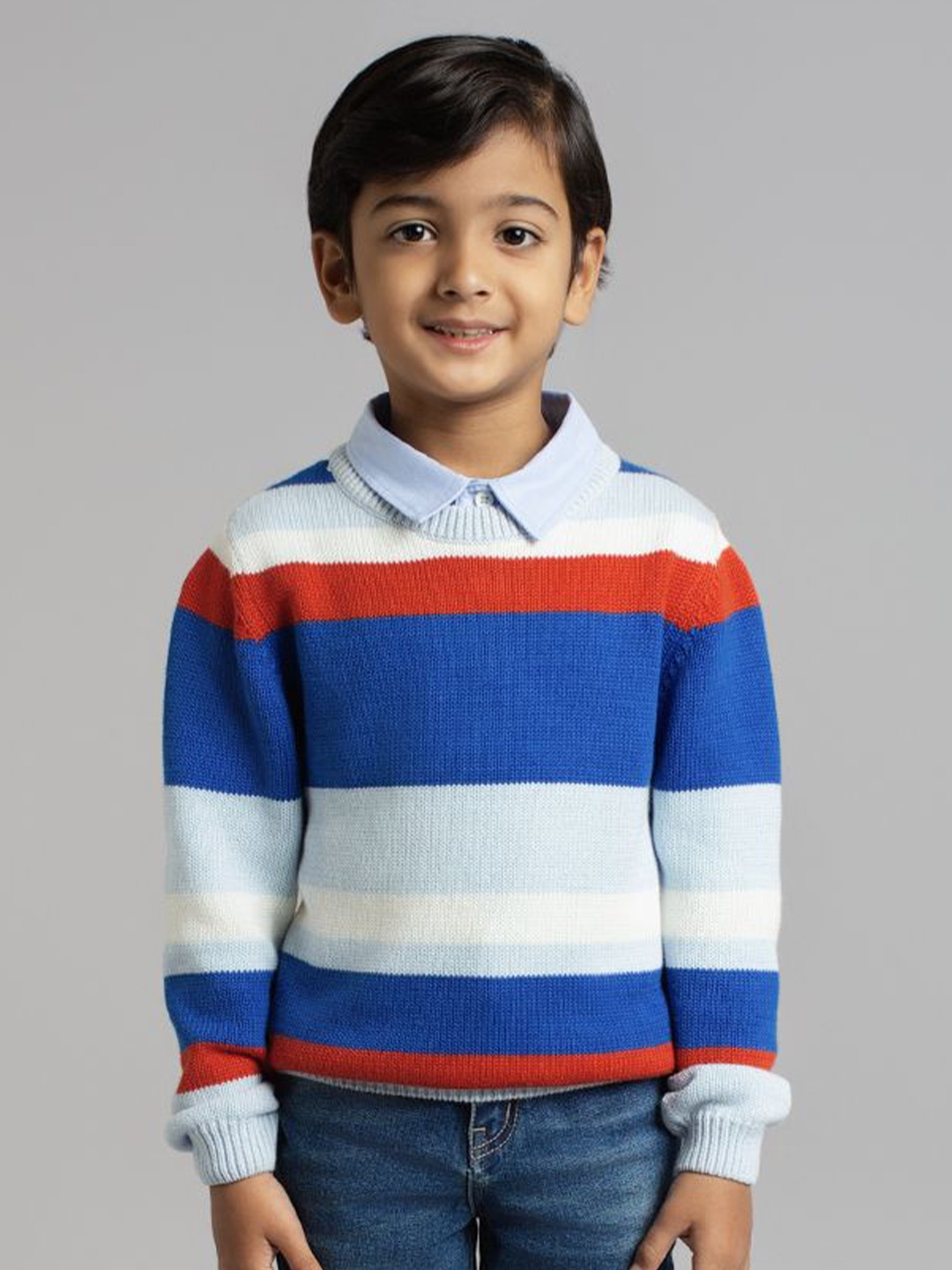 

Ed-a-Mamma Boys Colourblocked Cotton Pullover, Blue