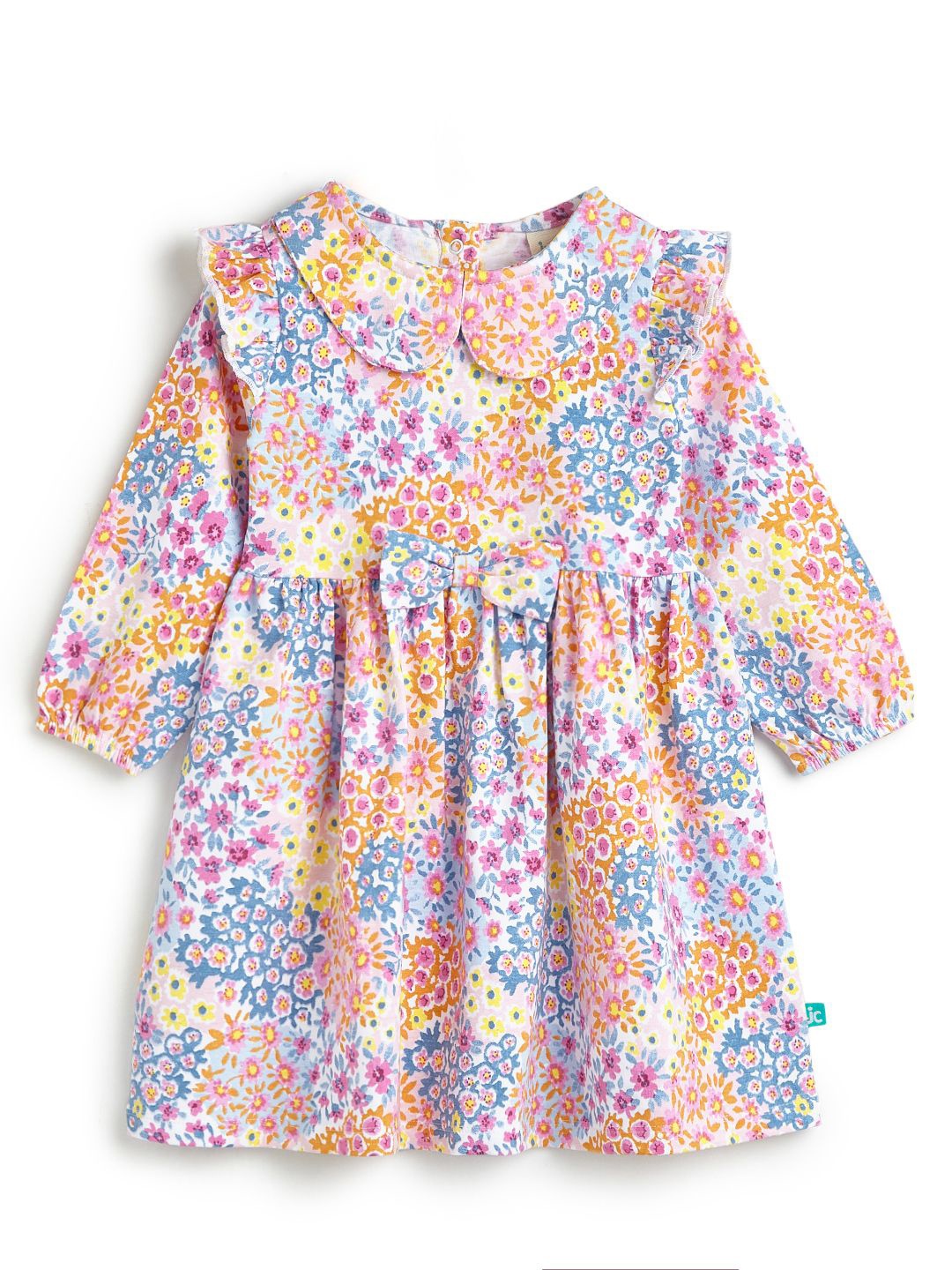 

JusCubs Girls Floral Printed Peter Pan Collar Fit & Flare Dress, Pink