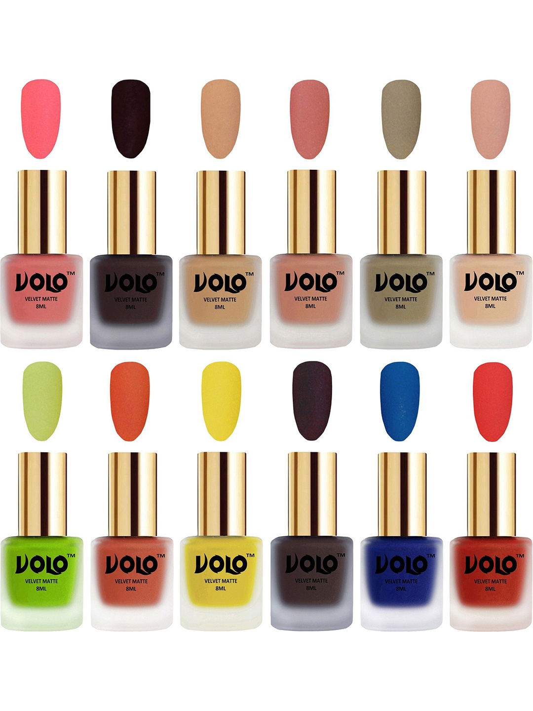 

VOLO Set of 12 Velvet Matte Nail Polish - 8 ml Each, Burgundy