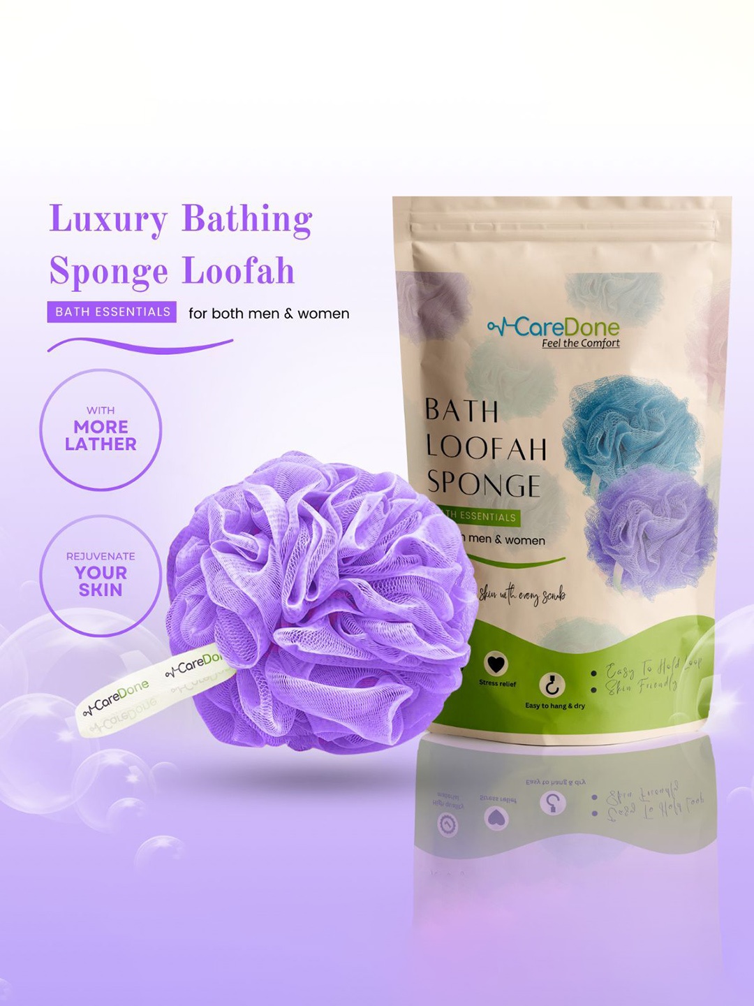 

CareDone Soft Luxury Round Bathing Loofah, Purple