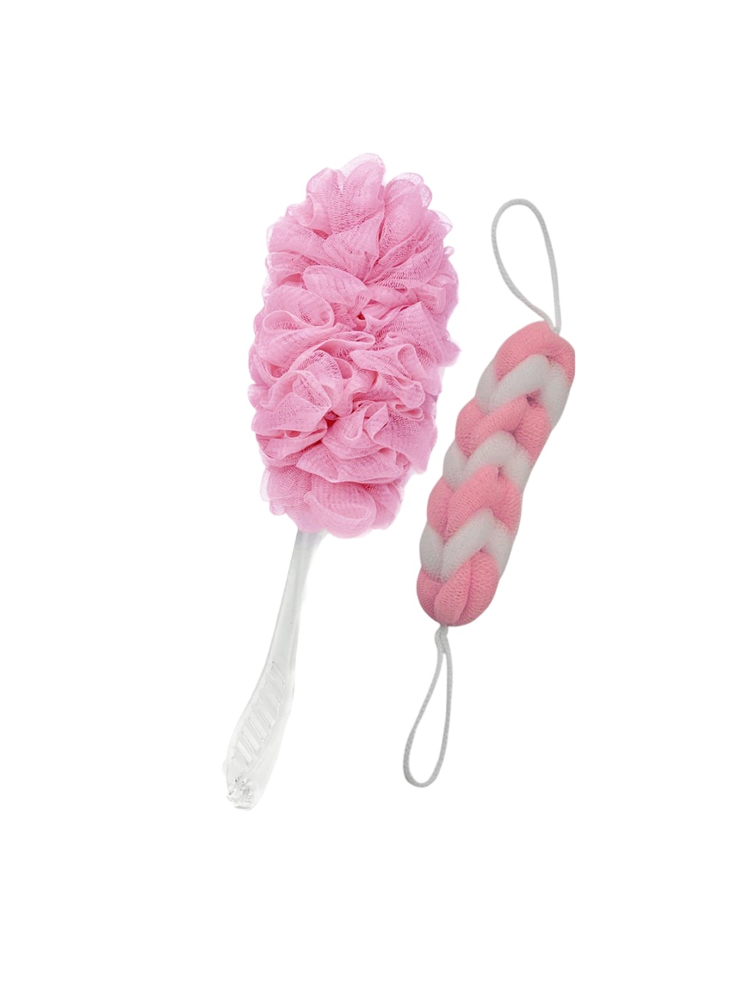 

CareDone Set Of 2 Soft Round with Long Round Loofah Handle, Pink