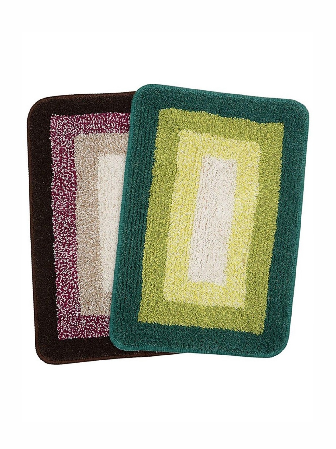 

Saral Home Green & Brown 2 Pieces Colorblocked Anti Skid Bath Mats