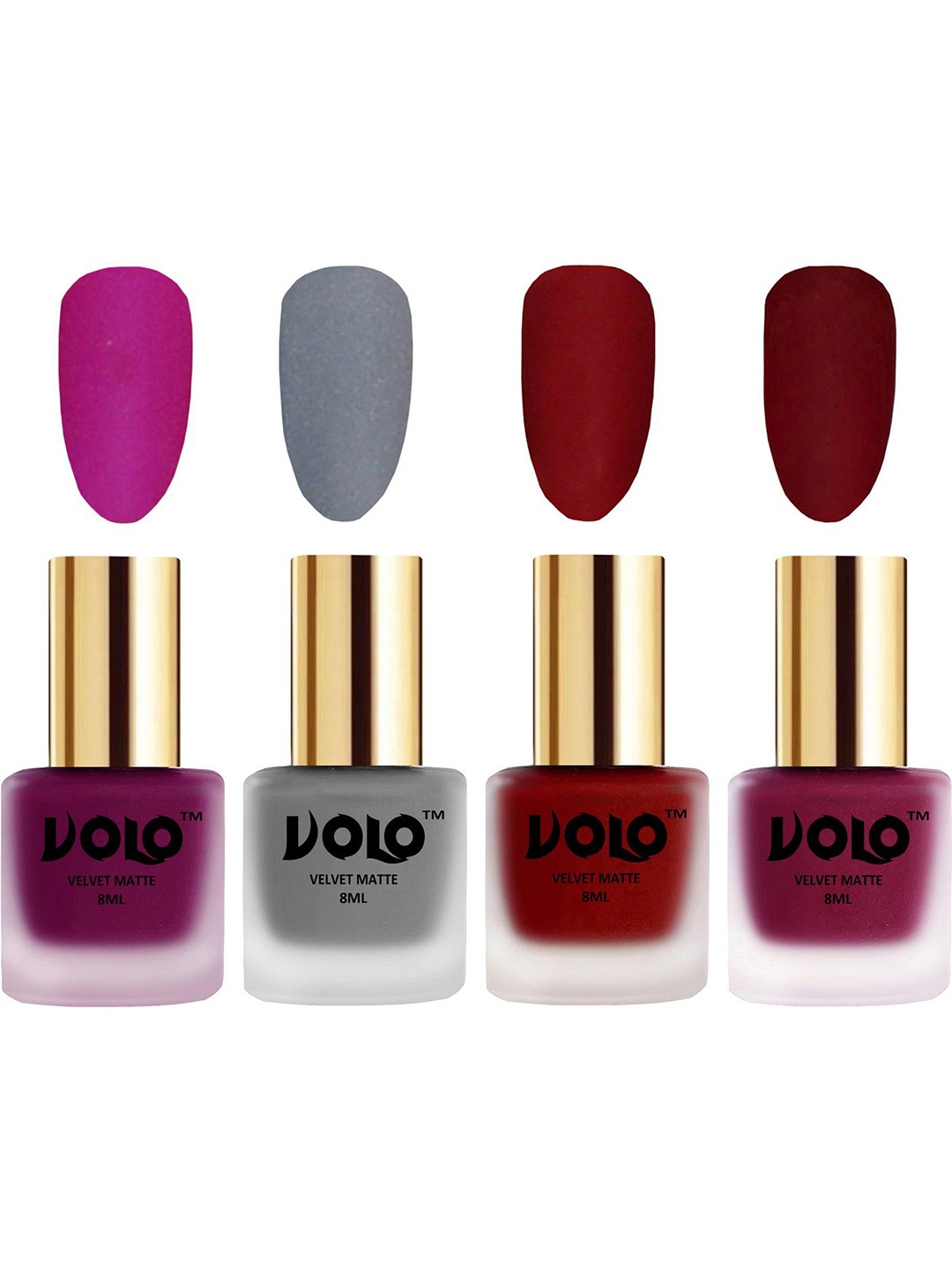 

VOLO Set Of 4 Velvet Matte Nail Polish - 8 ml Each - 14 - 20 - 22 - 25, Magenta