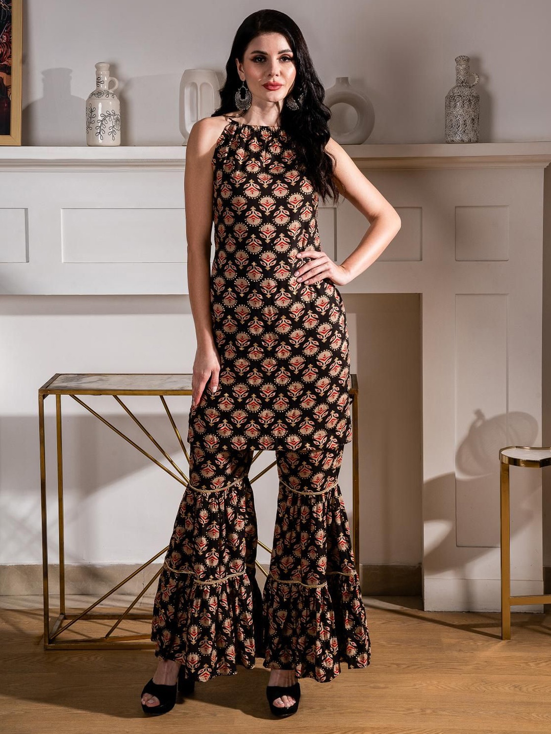 

Sacai Printed Tunic With Sharara Co-Ords Set, Black