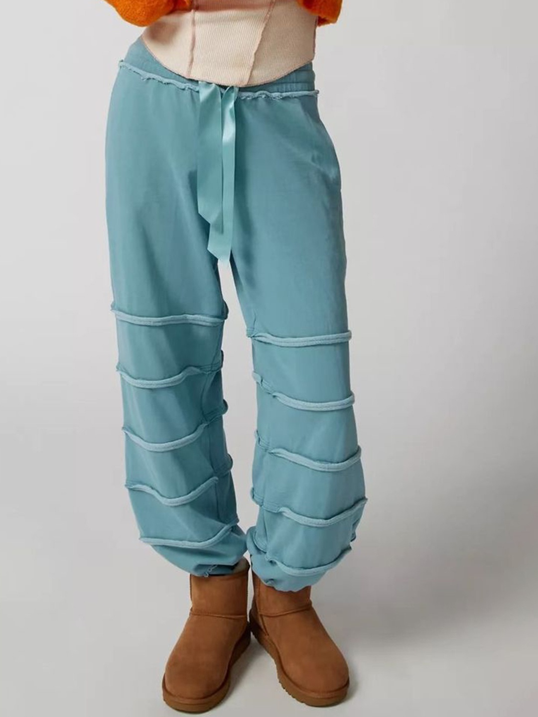 

LULU & SKY Women Loose Fit Trousers, Turquoise blue