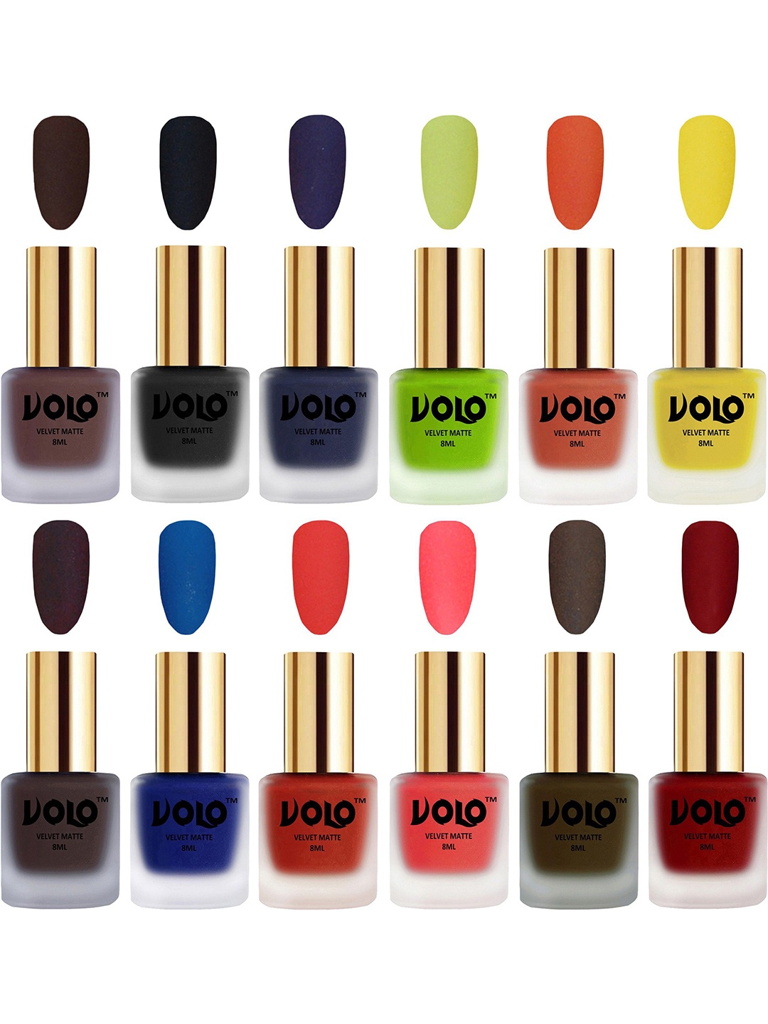 

VOLO Set Of 12 Velvet Matte Nail Polish - 8 ml Each, Coral