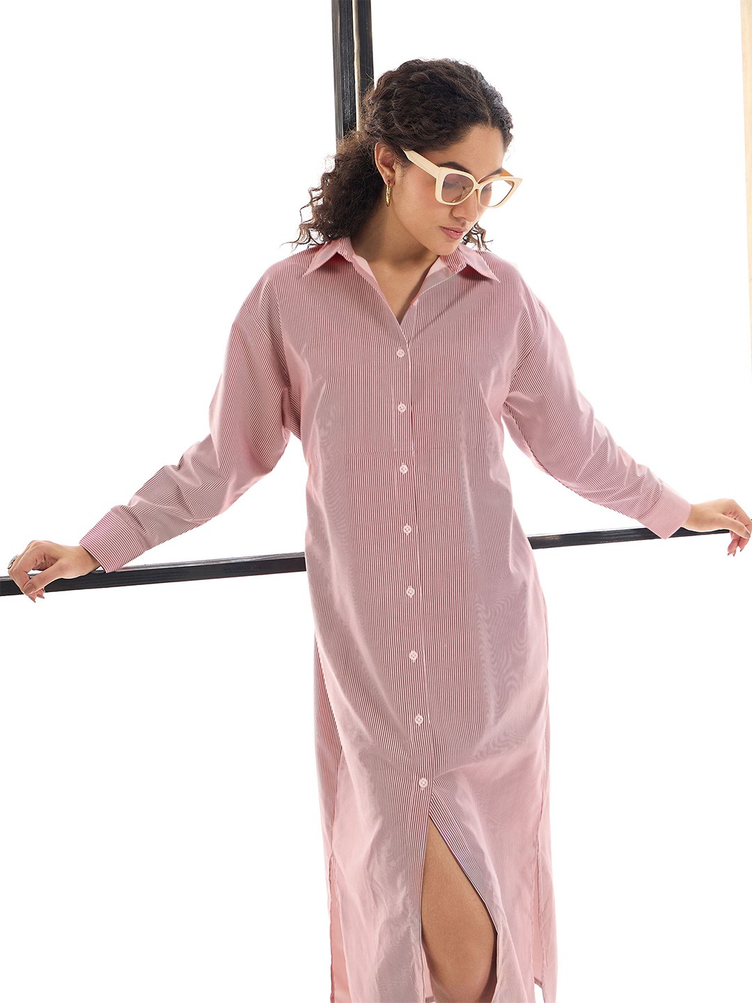 

SASSAFRAS alt-laze Women Striped Nightdress, Maroon