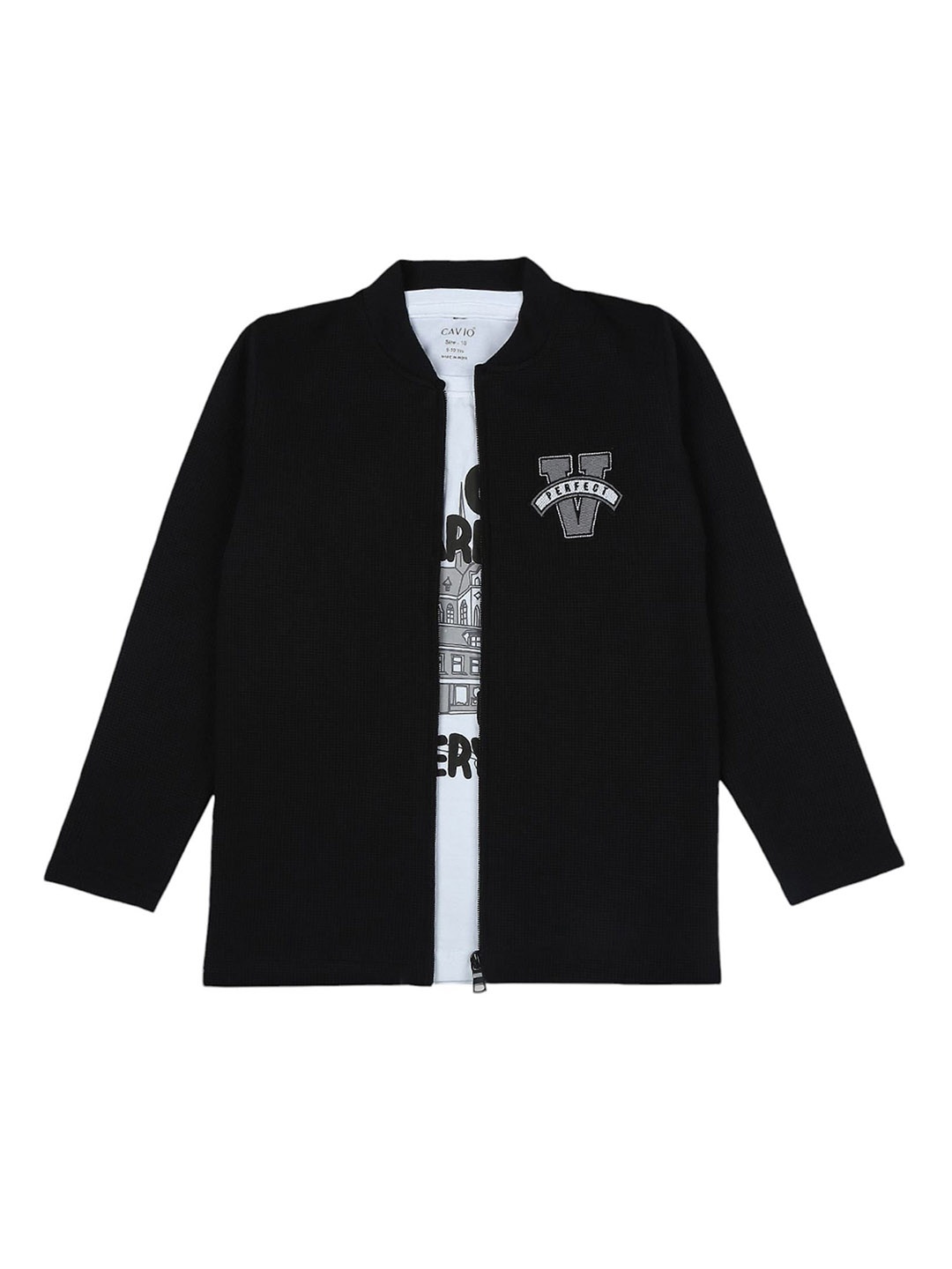 

CAVIO Boys Checked Cotton Lightweight Tailored Jacket, Black