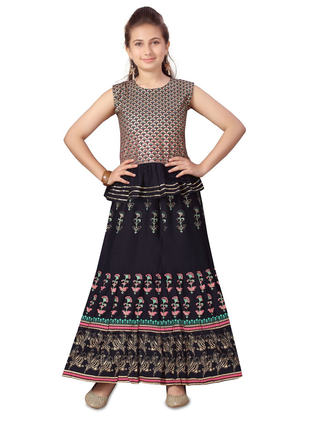 

BAESD Girls Ready to Wear Lehenga &, Navy blue