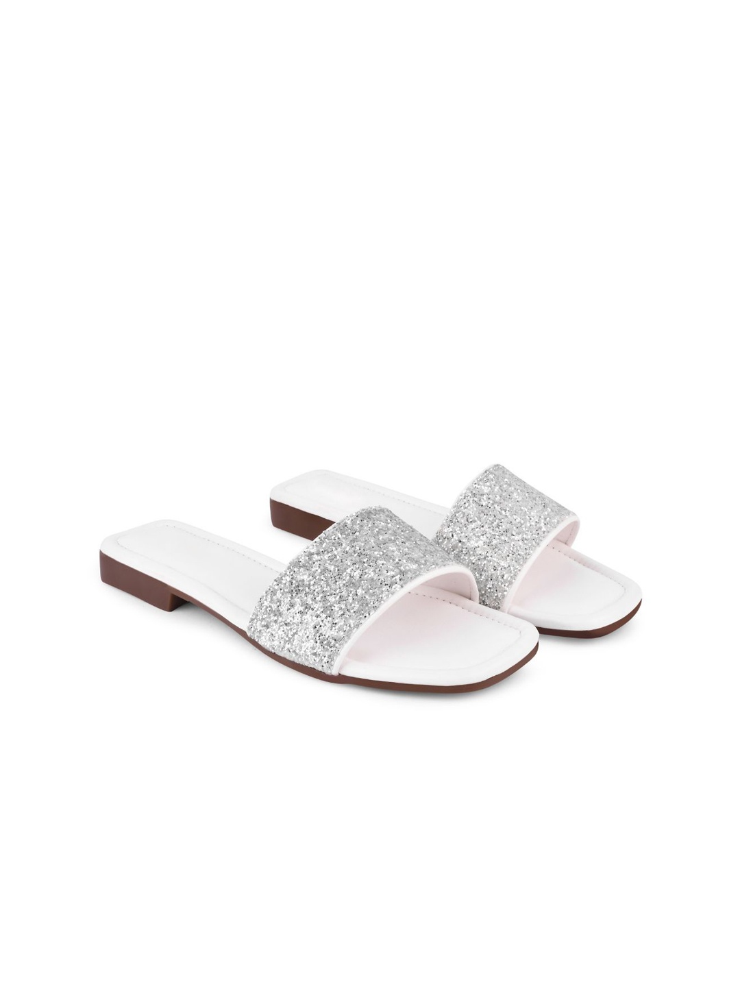 

JM Looks Women Embellished Open Toe Flats, White