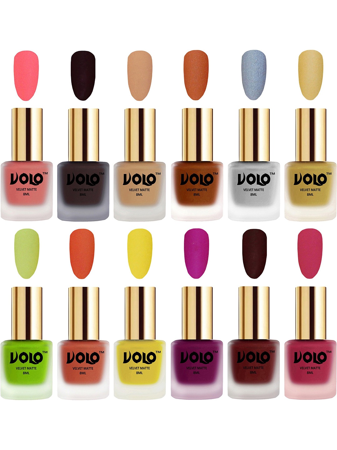 

VOLO Set Of 12 Velvet Matte Nail Polish - 8 ml Each, Multi