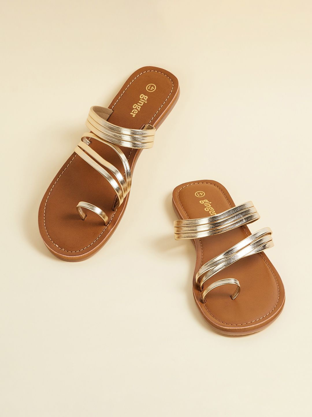 

Ginger by Lifestyle Women Open Toe Flats, Gold