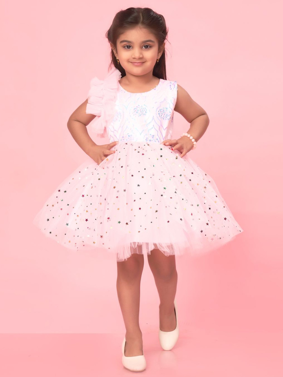

BAESD Floral Print Net Fit & Flare Dress, Pink