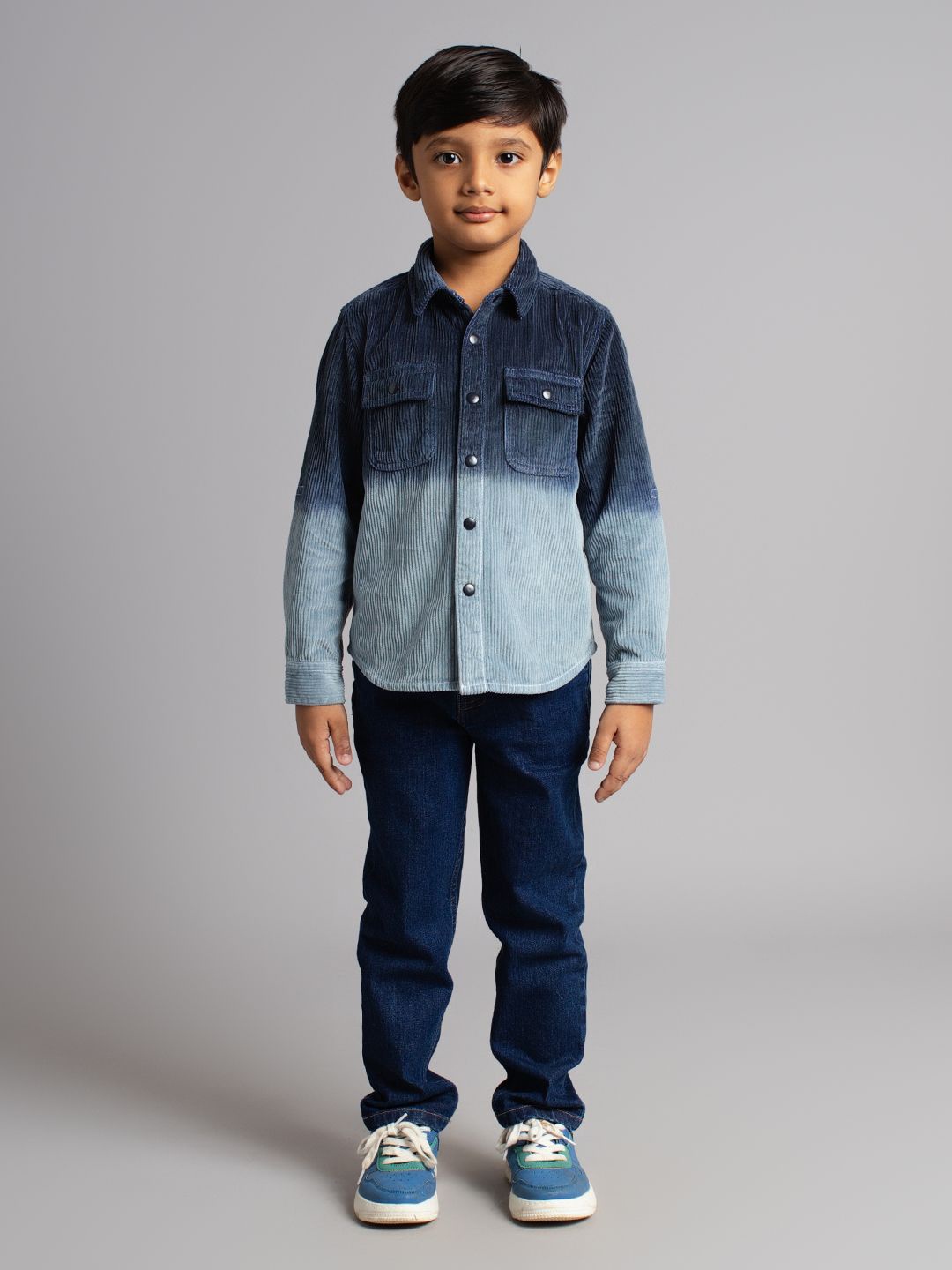 

Ed-a-Mamma Boys Premium Cutaway Collar Faded Corduroy Casual Shirt, Blue