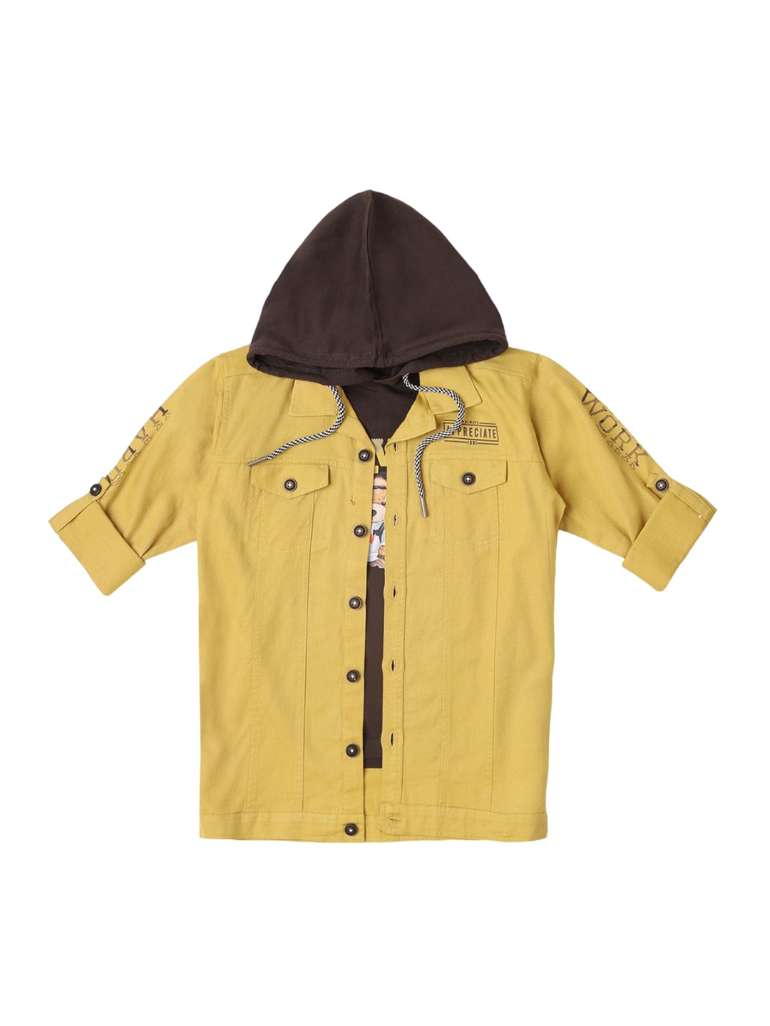 

CAVIO Boys Hooded Lightweight Jacket & T-Shirt, Yellow